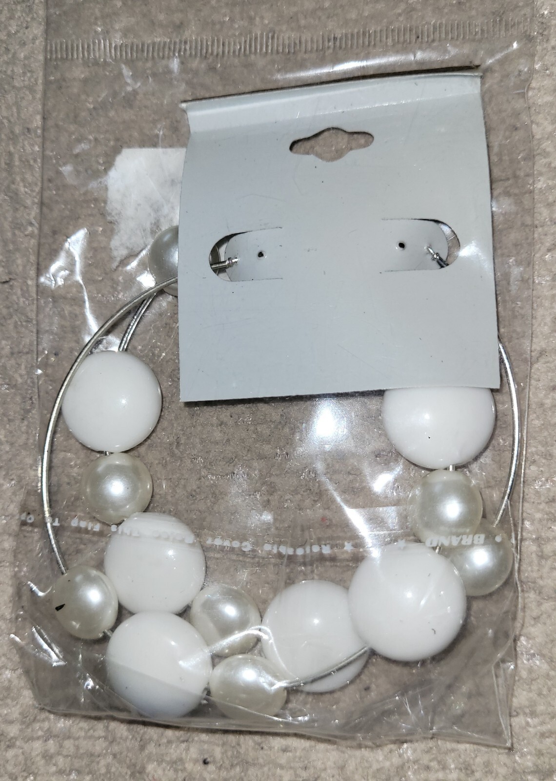 Lovely Brand Lead And Nickel Free Large White Beads/pearls Hoop Earrings