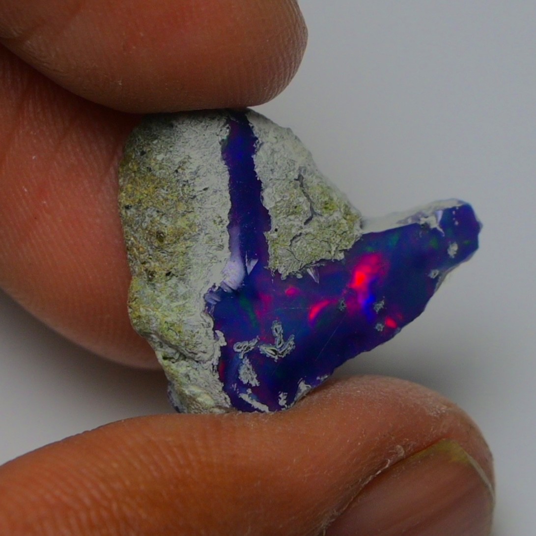 Blue Ethiopian Opal Rough 6.45 cts Smoked Black Opal Raw, Fire Opal