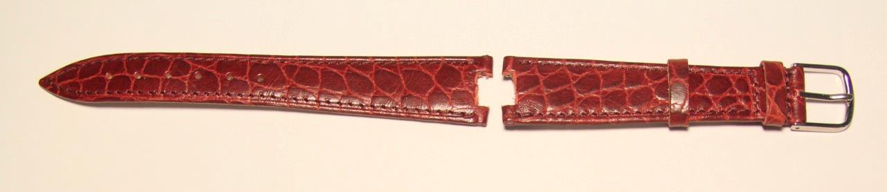 Vera Pelle Brown Crocodile Grain Padded Wristwatch band Strap 18mm