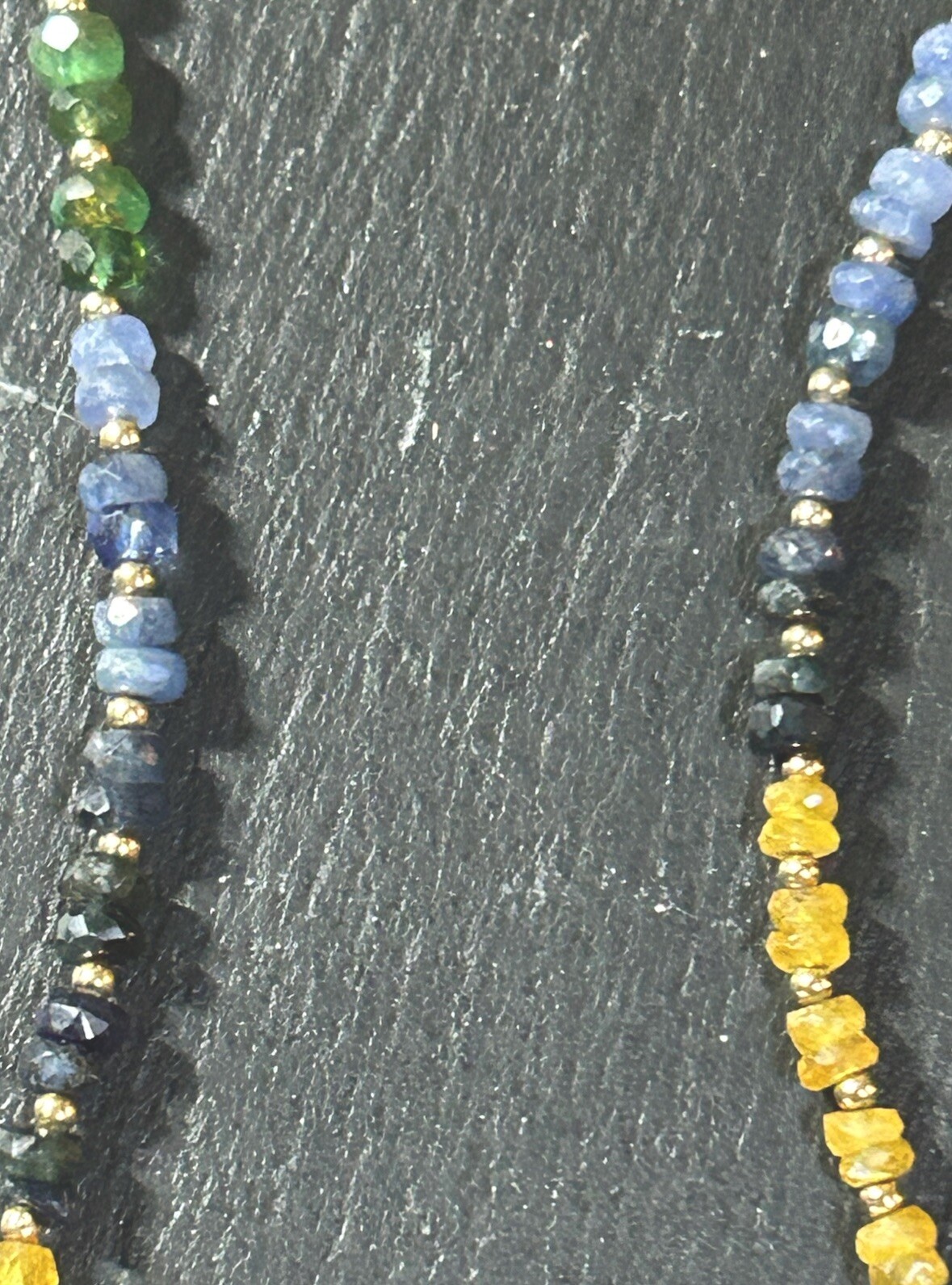 14k Gold Filled Rainbow Multicolored Genuine Sapphire Necklace 18inches NWT