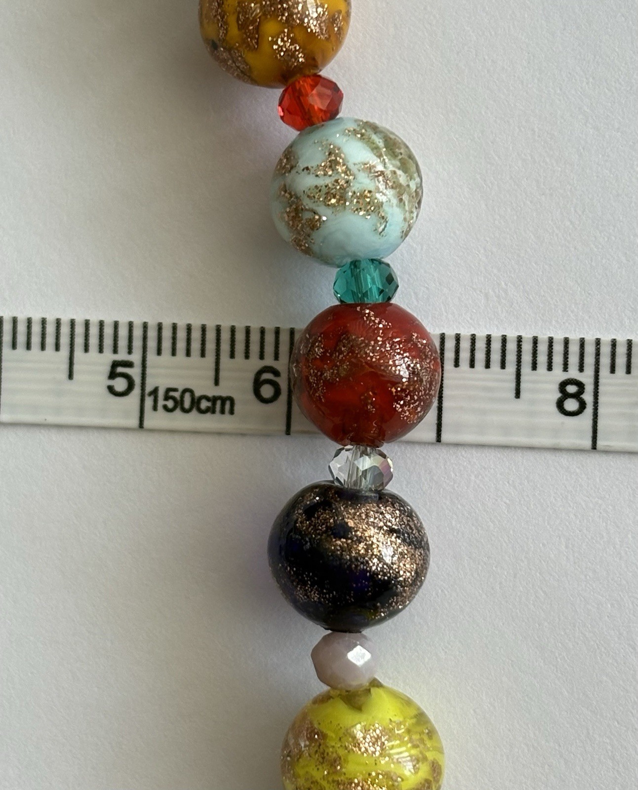 Vintage Murano Glass Bead Bracelet 7”- 8.25in Adjustable Multi Color Glass Beads