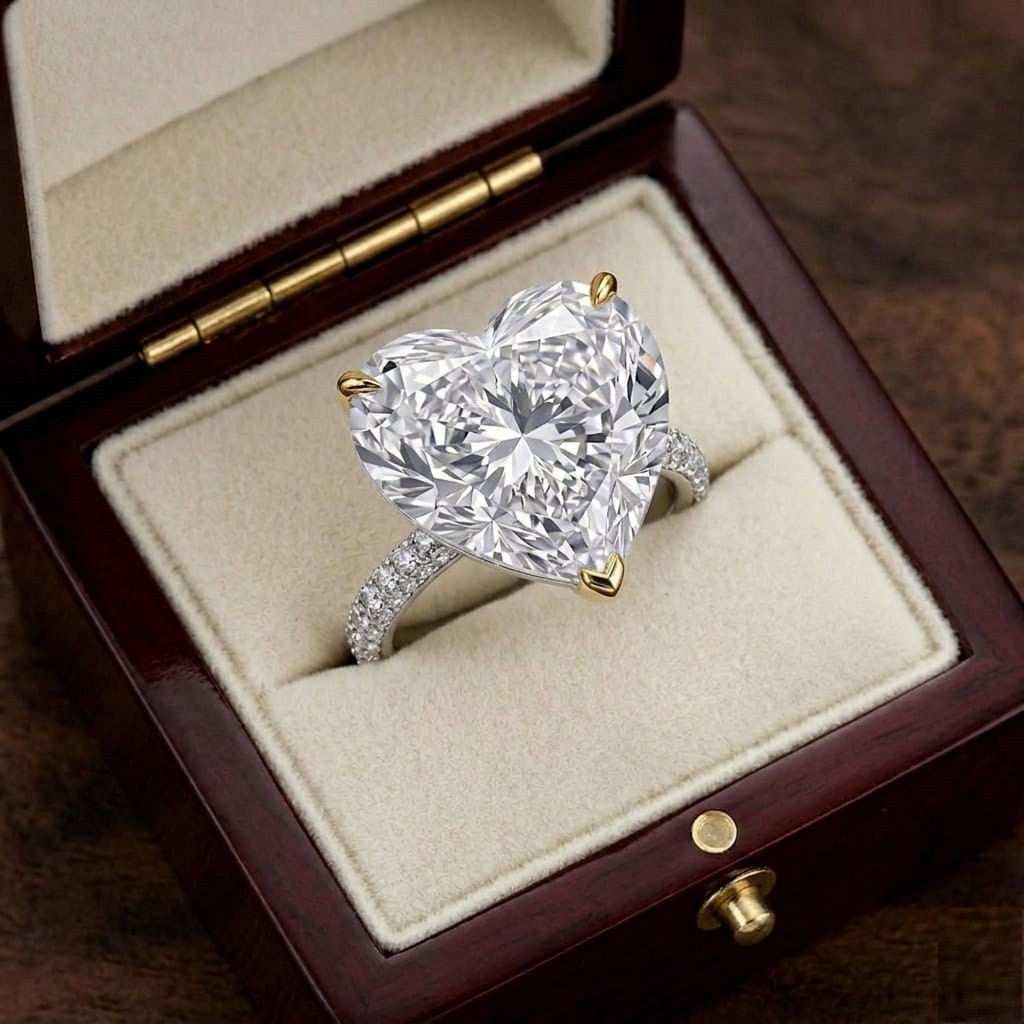 8.00 Ct Certified Heart Shape White Natural Diamond Engagement Ring Great Shine