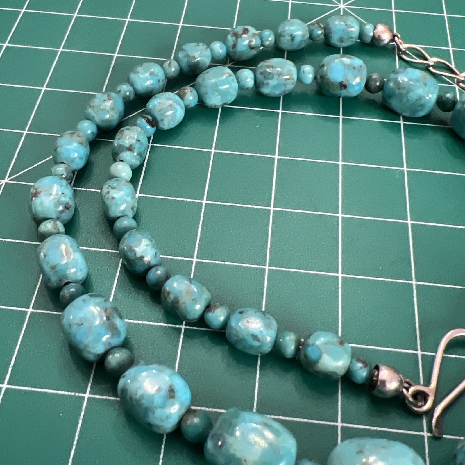 Mine Finds by Jay King DTR Turquoise Beaded Necklace Sterling 925, 17.5”-20.5”