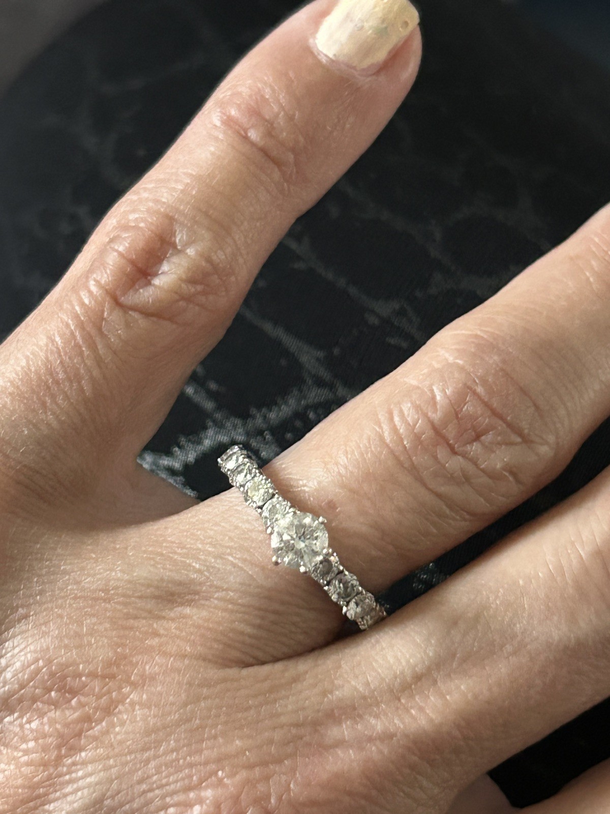 0.45ct Round Diamond E SI2 14k White Gold Engagement Ring Sz 4.75