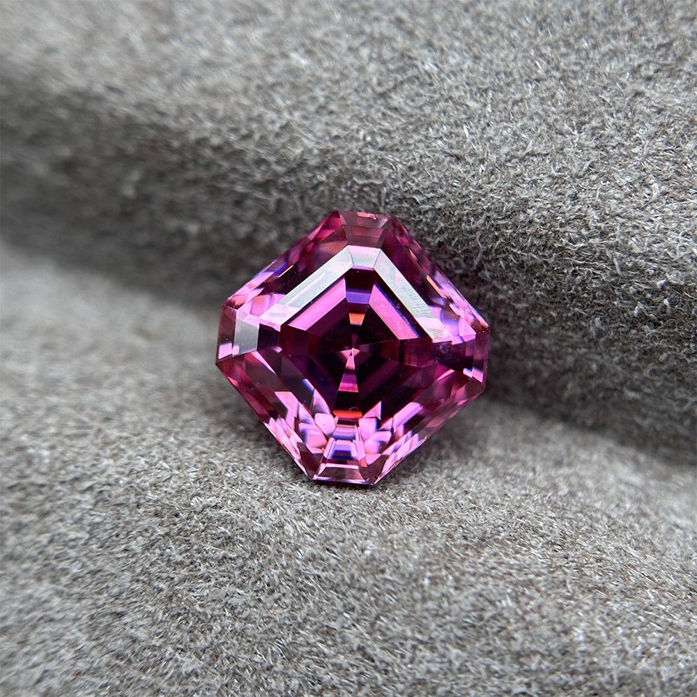 3x3mm-12x12mm 1PCS Asscher Cut Pink Loose Moissanite Gemstone for Jewelry Stone