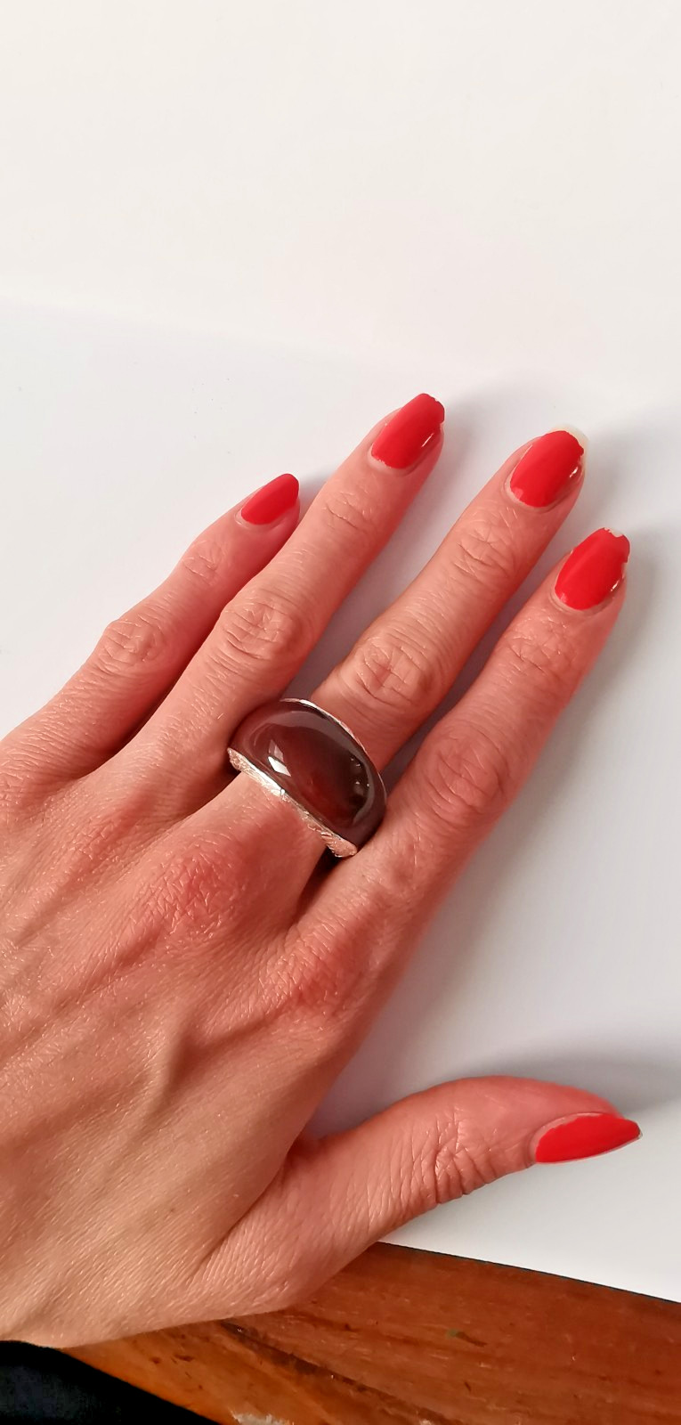 Handmade Fine Silver 999 Agate Ring, Unisex Chunky Statement Band, One of a Kind