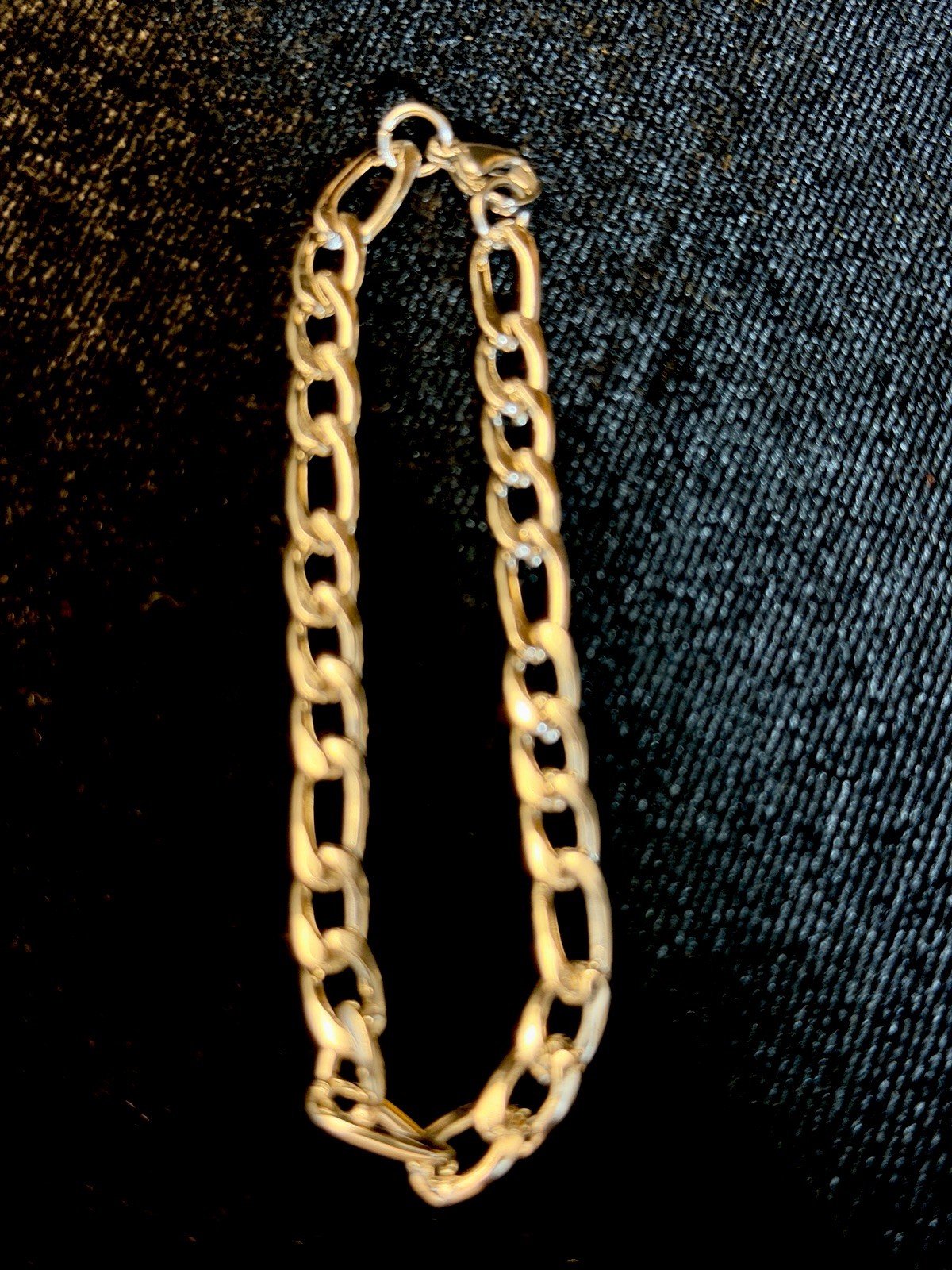 18K White Gold Filled Figaro 7in 5MM Bracelet Lobster Clasp Will Not Tarnish