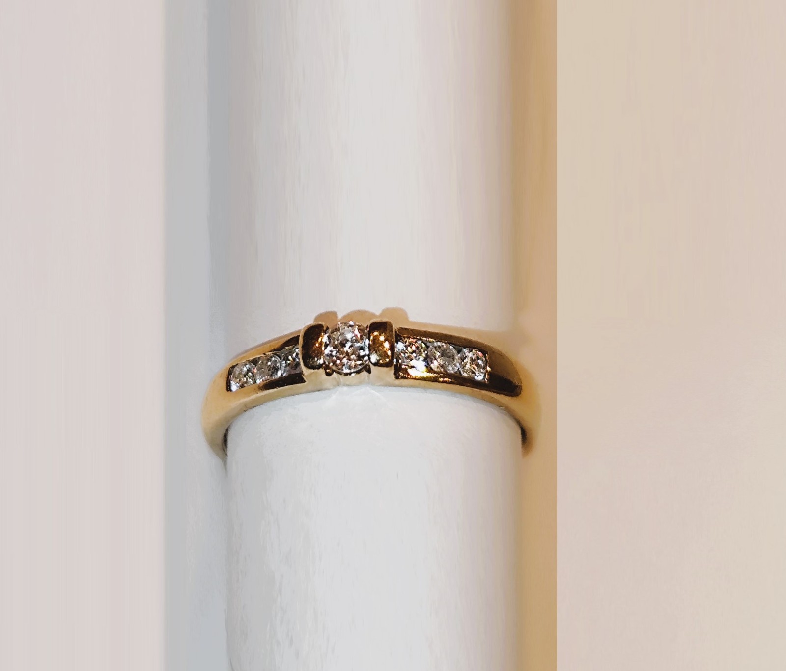 Gold ring 8K = 333 gold size 57.5 Yellow gold zircon 0.34 ct ladies’ ring small and fine