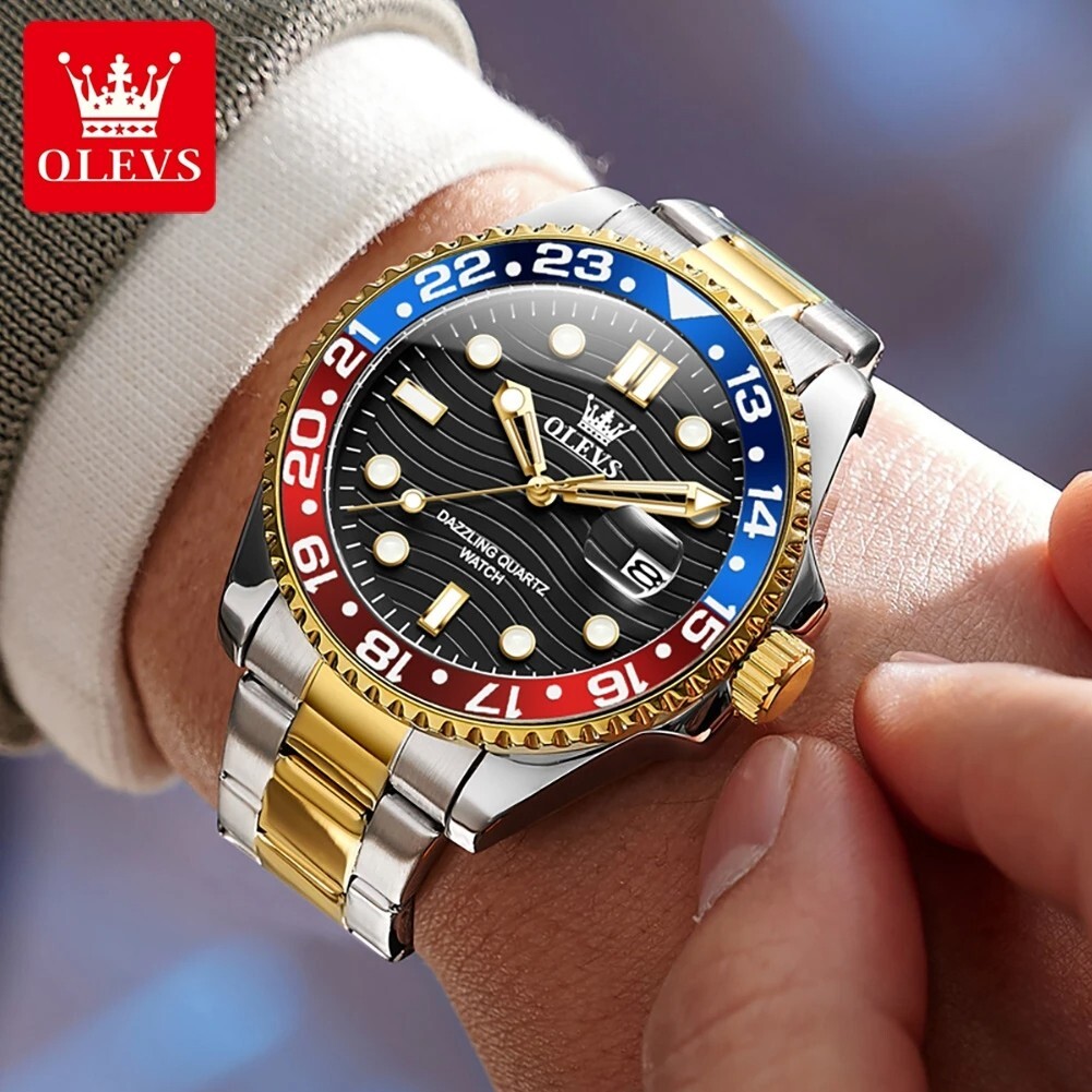 Waterproof Quartz Watch Men’s Men OLEVS Luminous Luxury Date Business Strap