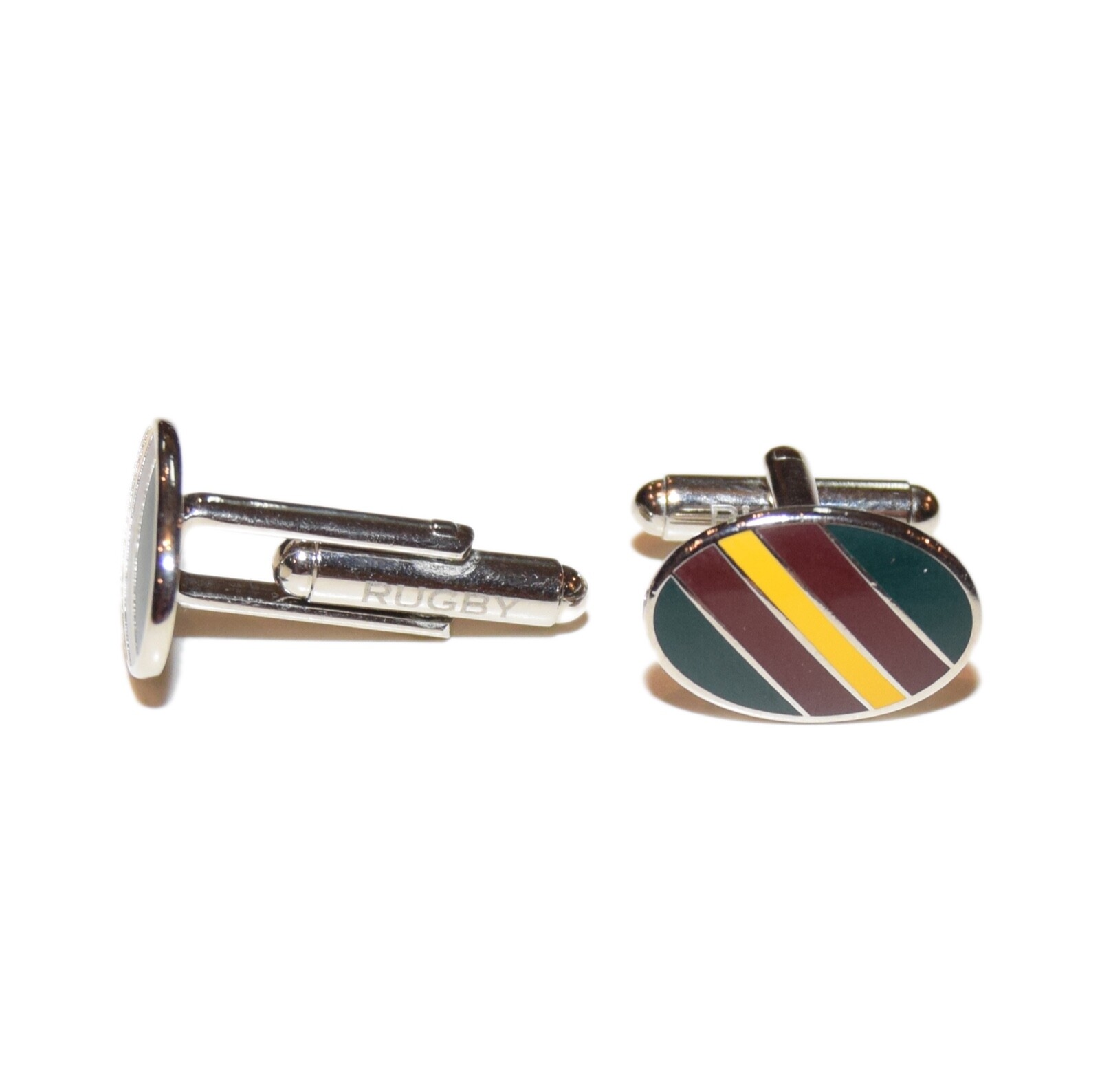 $125 Polo Ralph Lauren Rugby Mens Stripe Cufflinks Maroon Red Yellow Olive Green