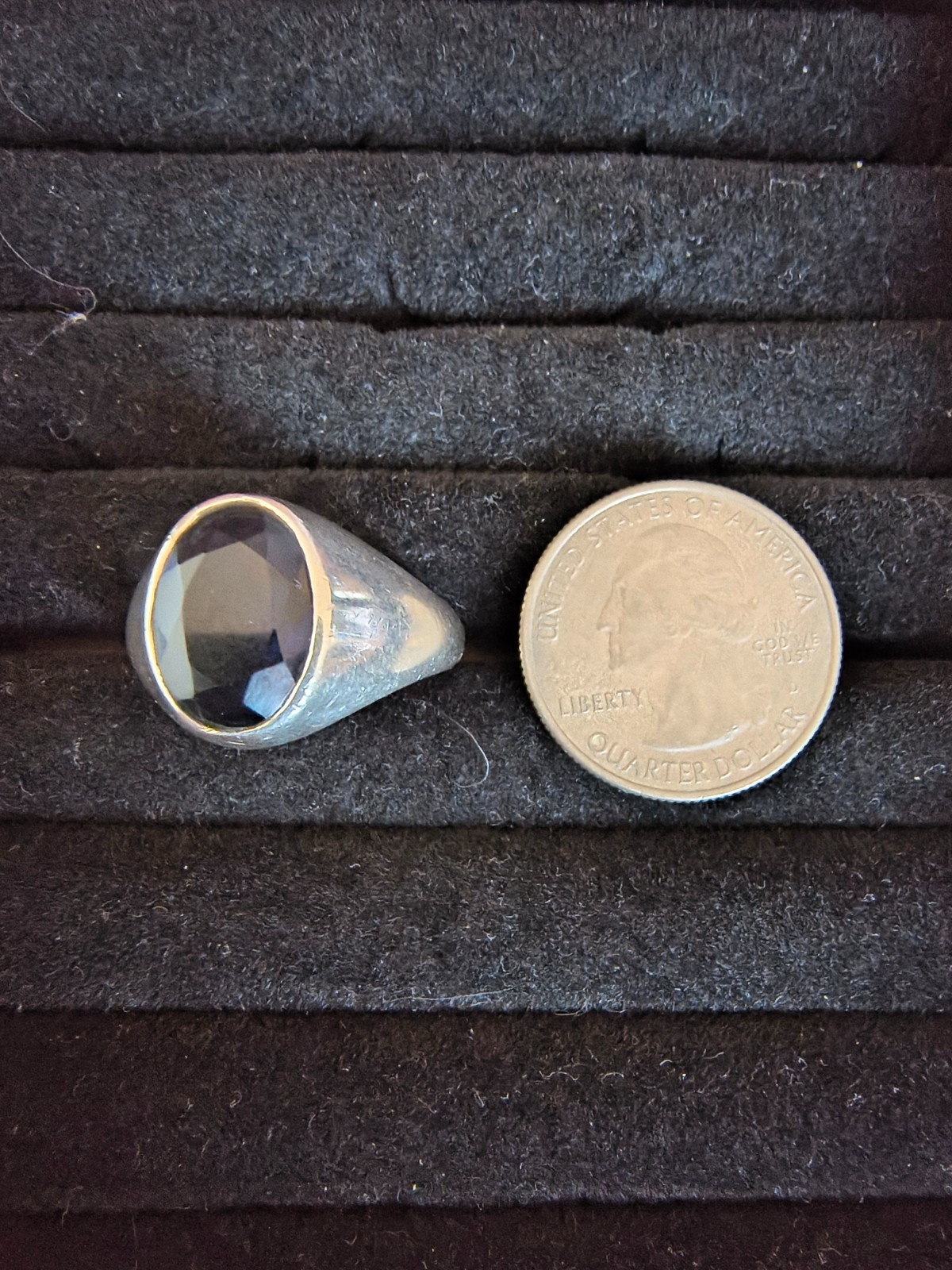 Vintage Men’s Sterling Silver Midnight Blue Stone Ring Size 12.5 Oval