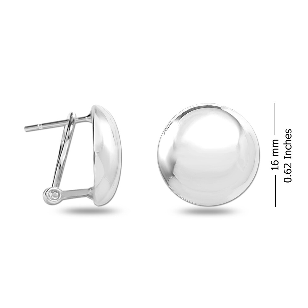 LeCalla Sterling Silver Round Dome Button Stud Large Women & Teen Earrings 15MM
