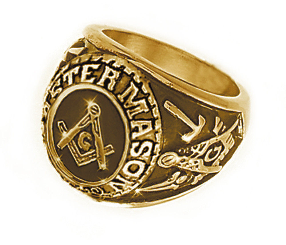 Free Mason Ring – Freemasonry College Style GOLD Color Steel Mens Masonic Rings