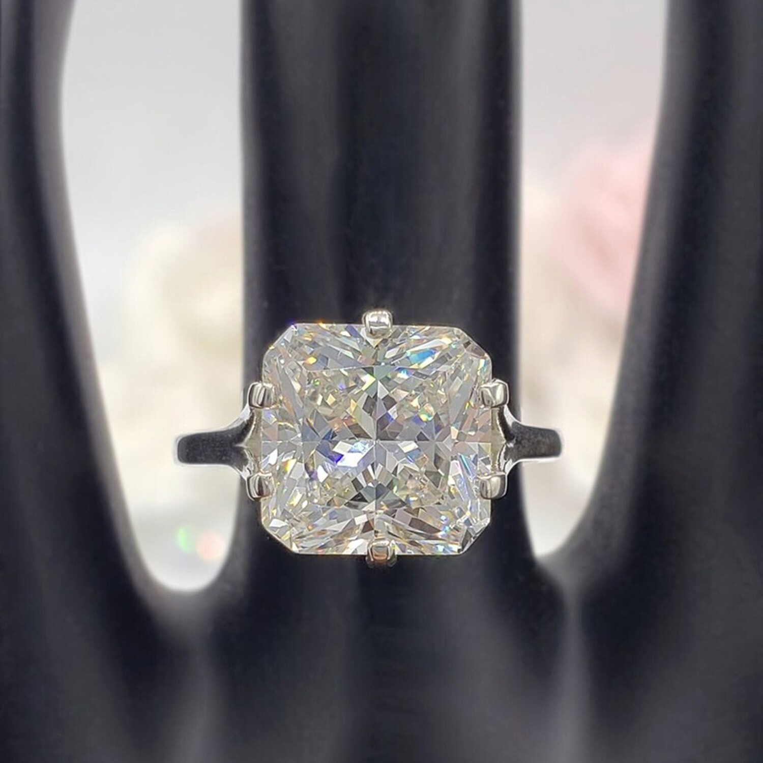 6.00 Ct Off White Lab Grown Diamond Radiant Cut Solitaire Ring 925 Silver