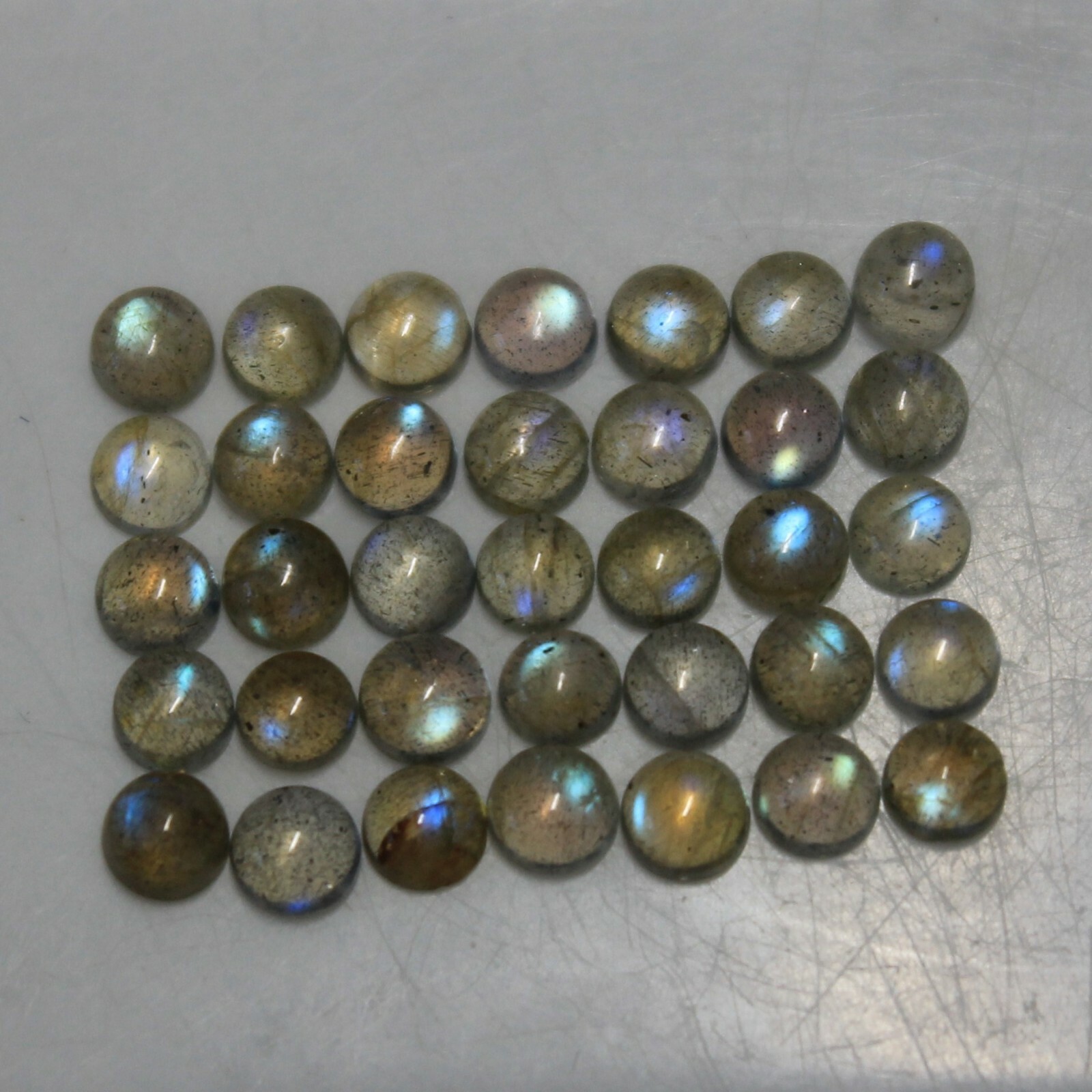 Labradorite 3mm, 4mm, 5mm, 6mm, 7mm, 8mm, 10mm Flat Back Round Cabochon Gem(s)