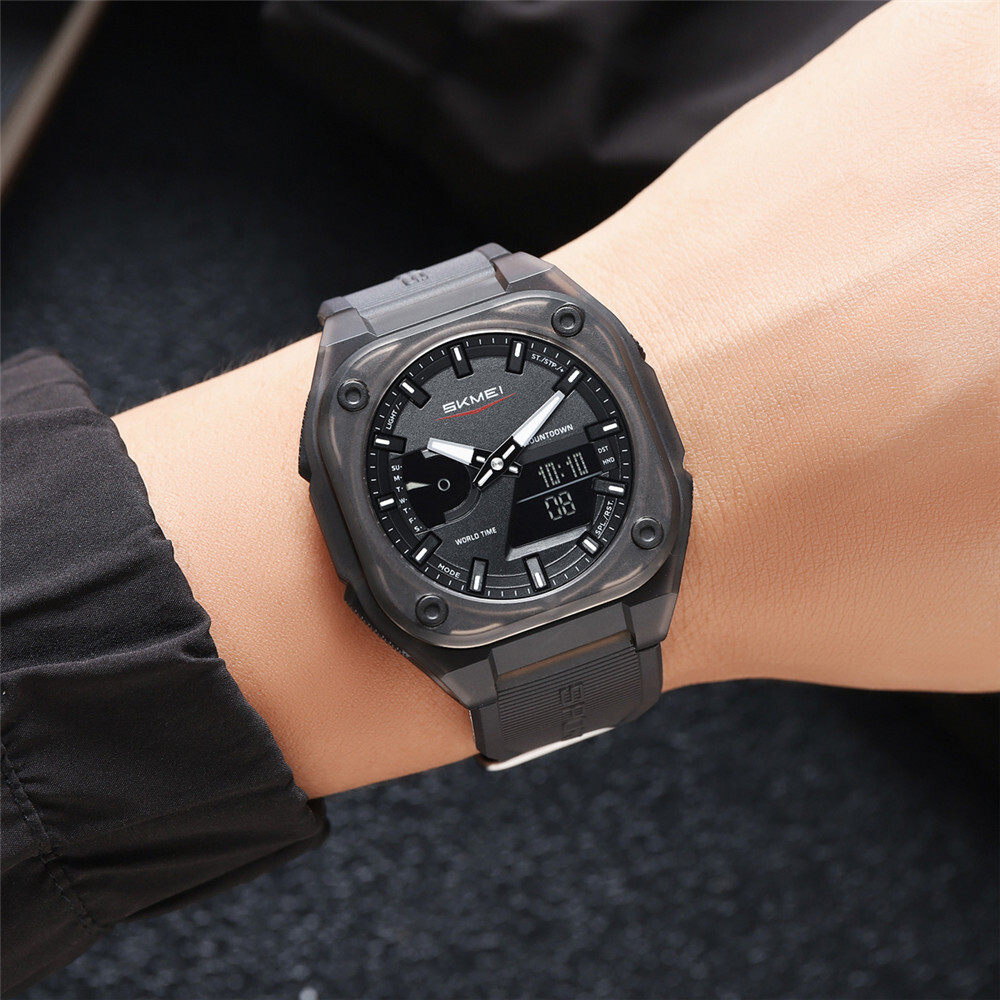 SKMEI Men Watch Fashion Dual Time Wristwatch Student Electronic Digital Watch