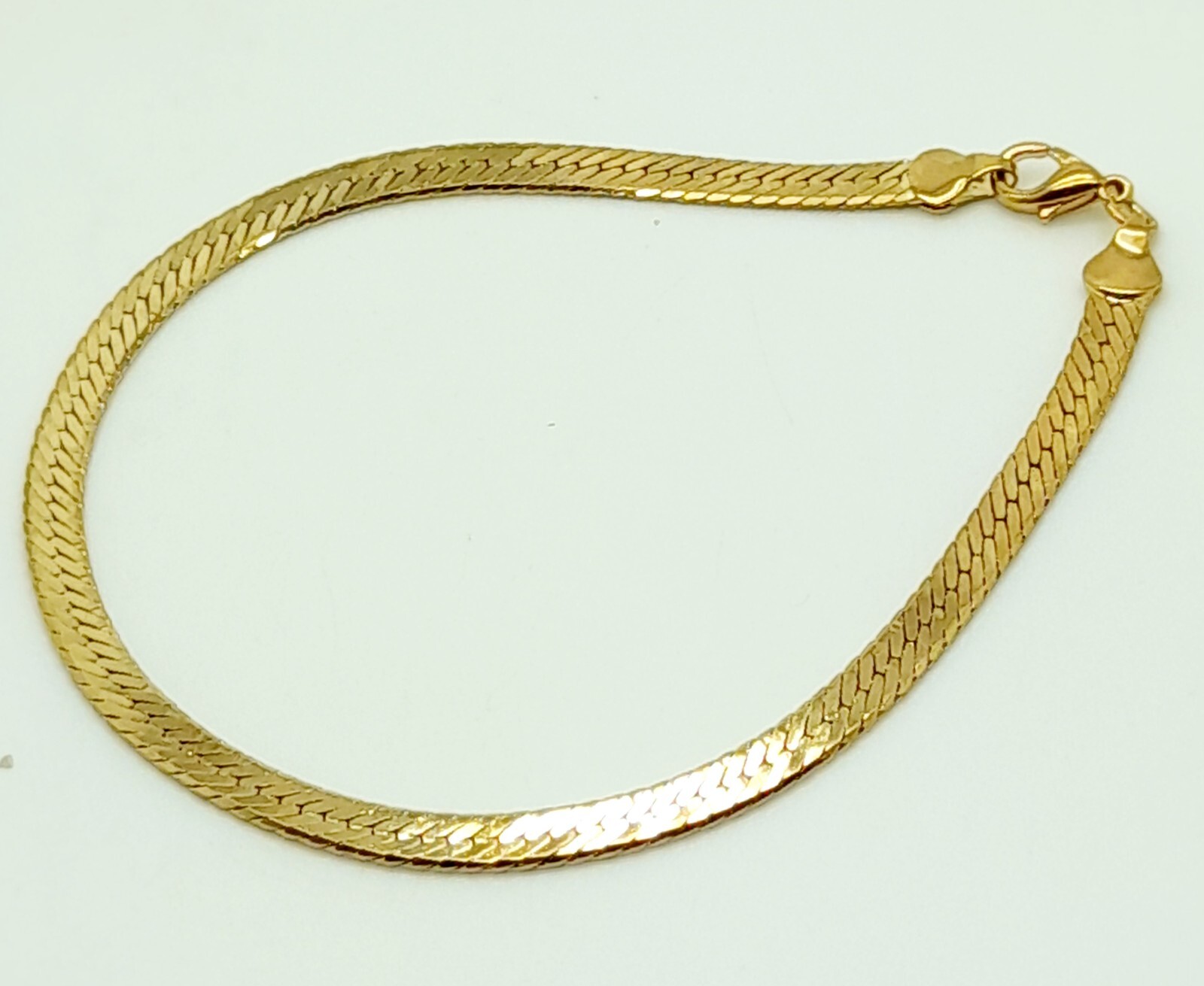 B001 GOLD PLATED UNISEX “I LOVE YOU” EMBOSSED FLEX HERRINGBONE BRACELET 9 INCH