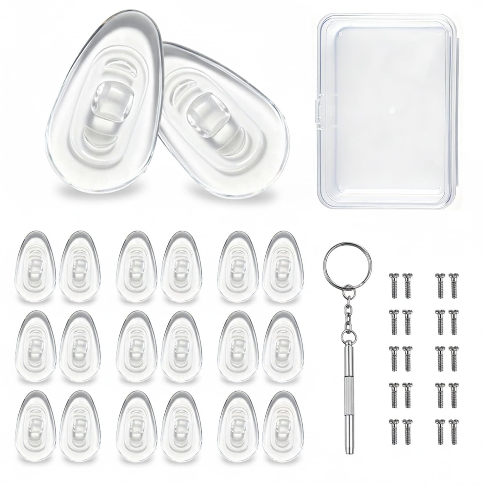 10-Pairs Glasses Nose Pad,Screw-in Soft 10 Pairs 15mm, Transparent Color