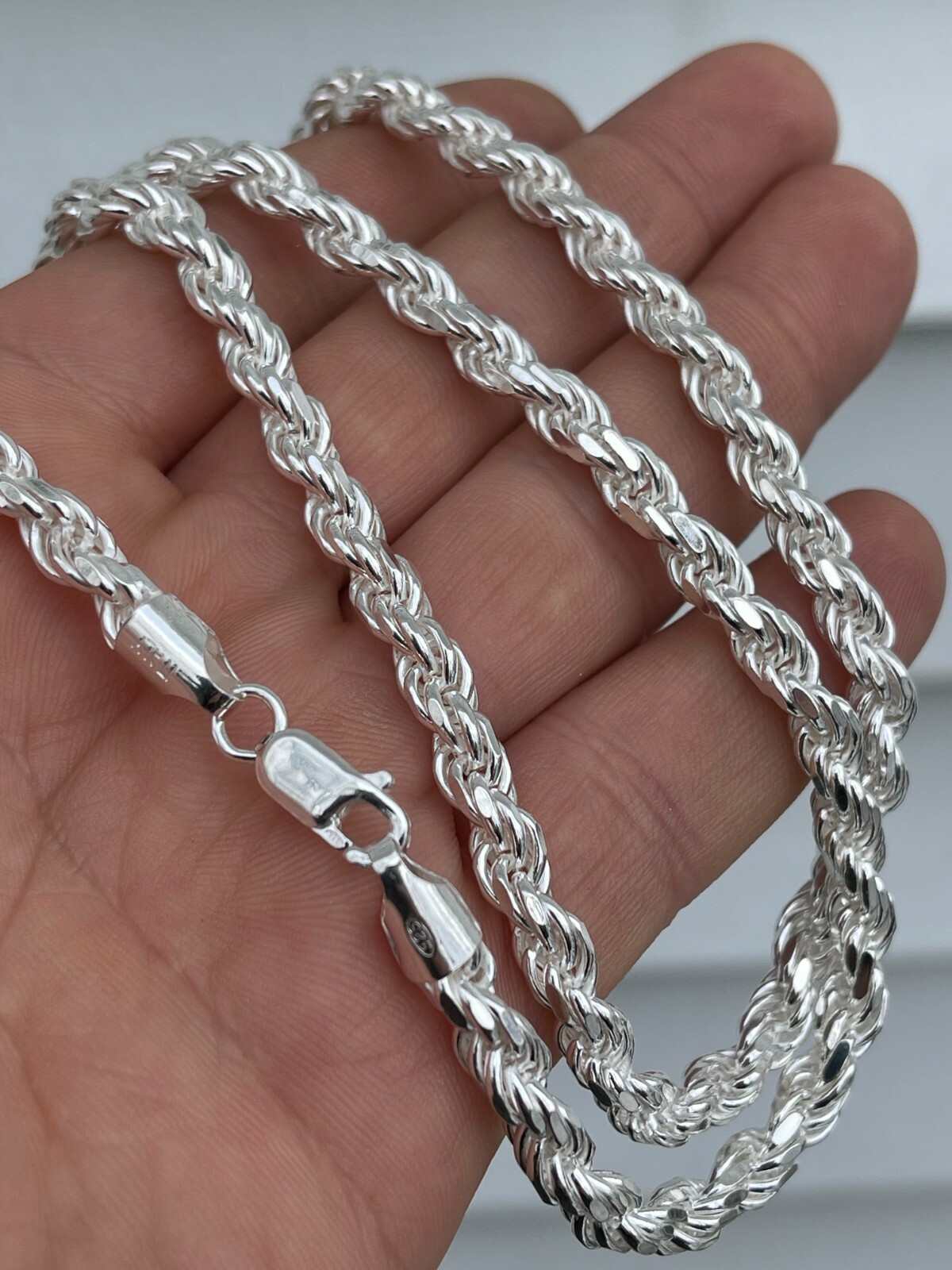 Men’s Rope Chain Real Solid 925 Sterling Silver Necklace 6mm 18″-30″ ITALY MADE