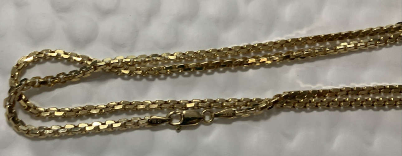 10k Real Gold Rounded Box Chain Semi-Solid/Hollow 8.6Grams 2.8×2.2mm 22” NWT 10K