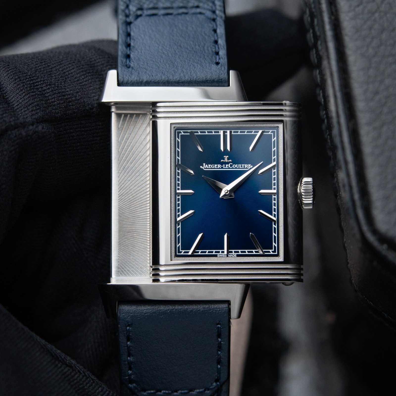 Jaeger-LeCoultre Reverso UNWORN 12/2025 Tribute Monoface Blue Dial Leather Watch