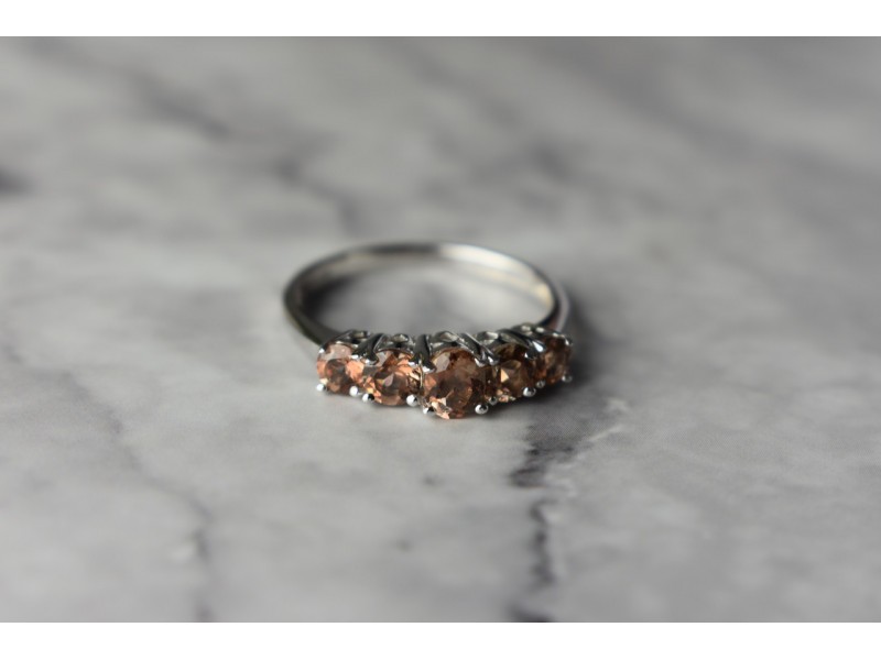 925 Sterling Silver Hessonite Ring Size 8
