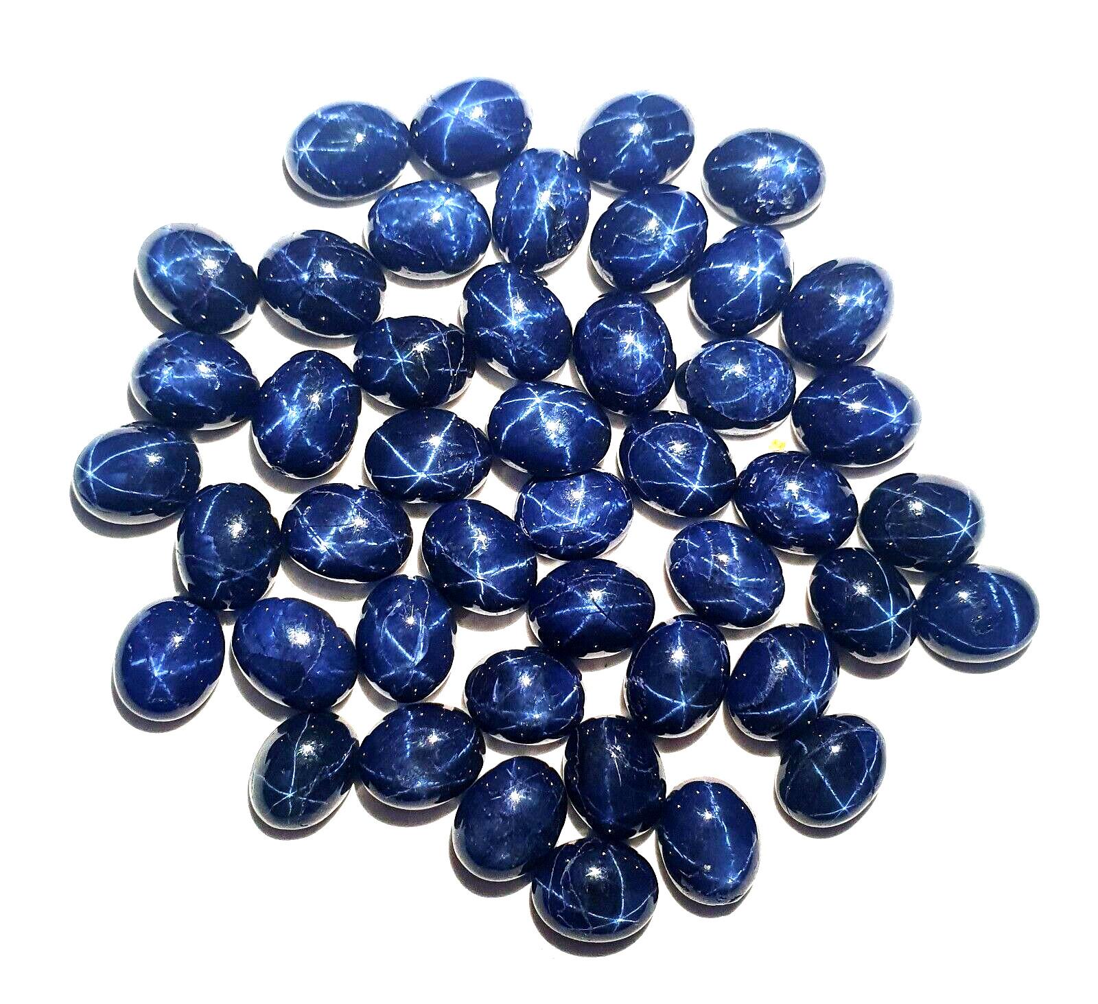 Natural Diffused Star Blue Sapphire Oval Cabochon Gemstone 5 Pcs 7*9 MM 17 CT