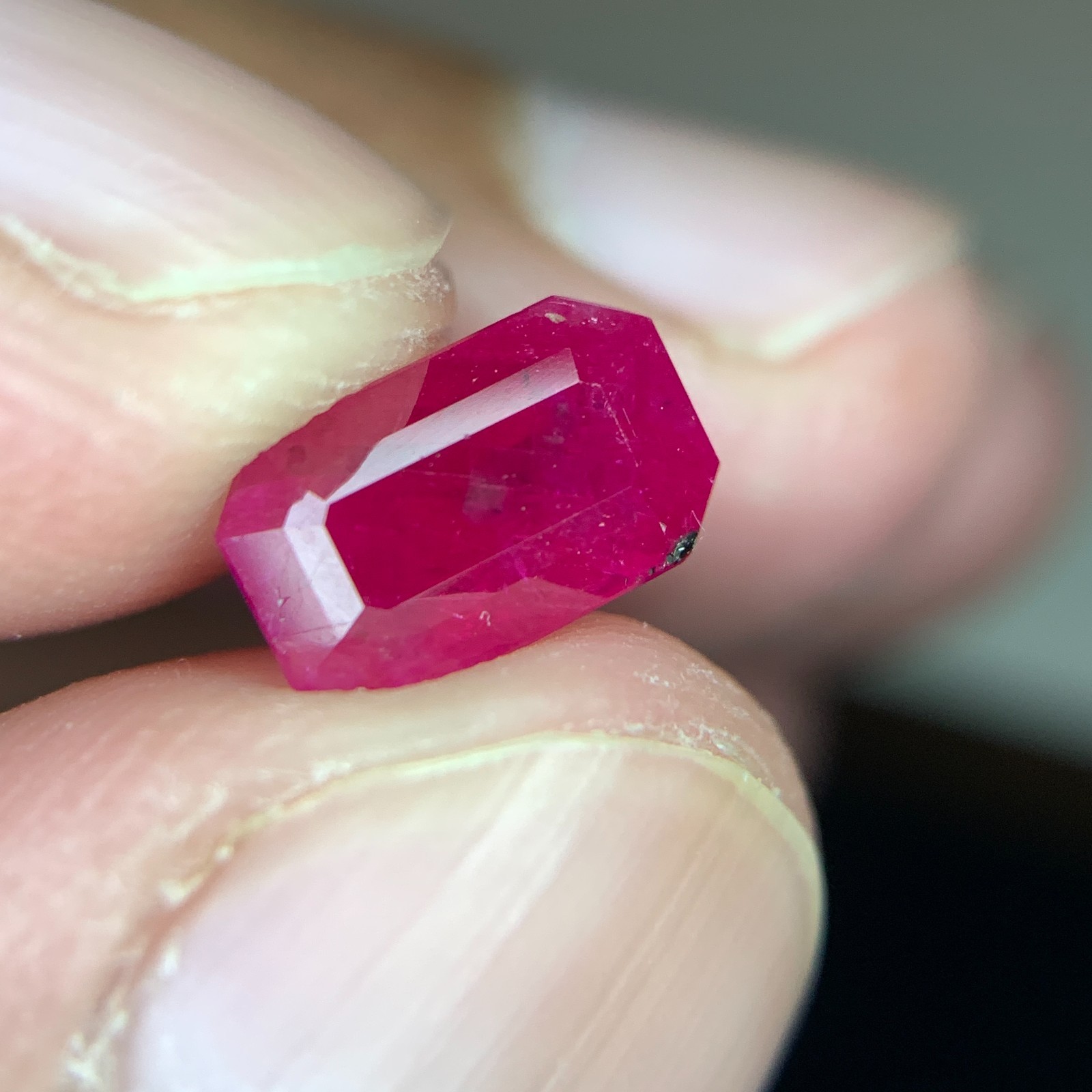 Natural Red Ruby Gemstone 2.56 Carat from Afghanistan Faceted Emerald Cut Loose