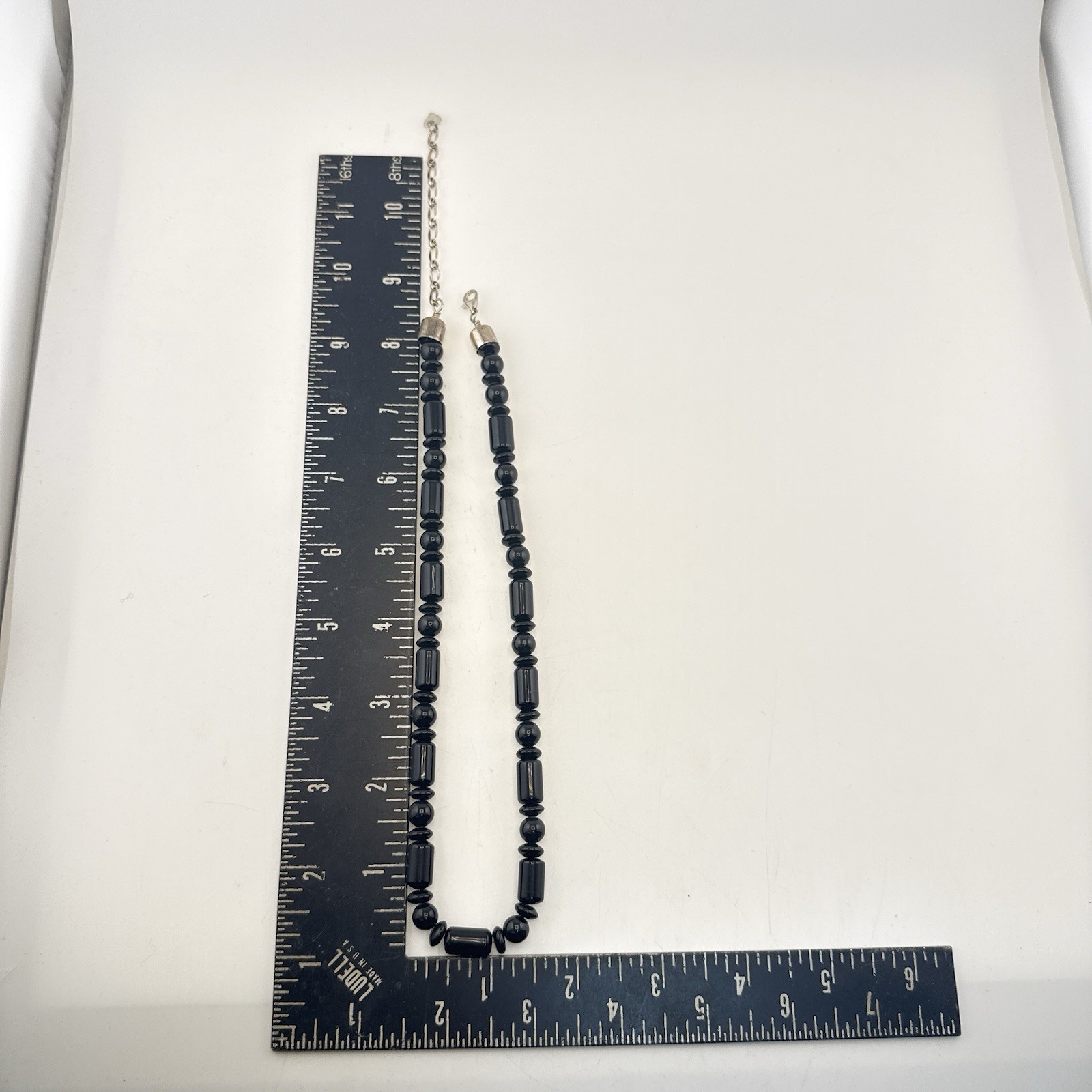Jay King Necklace Black Onyx Polished Modern Tube Sterling Silver Beaded 925 DTR