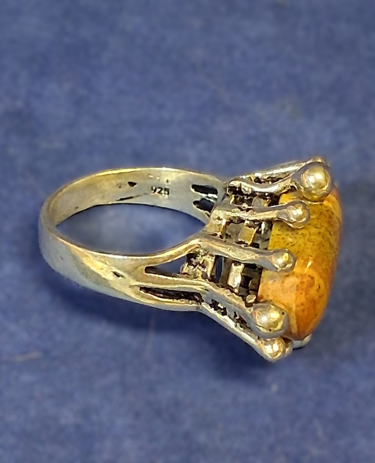 Polychrome Jasper Ring sz 8 925 Silver Plate