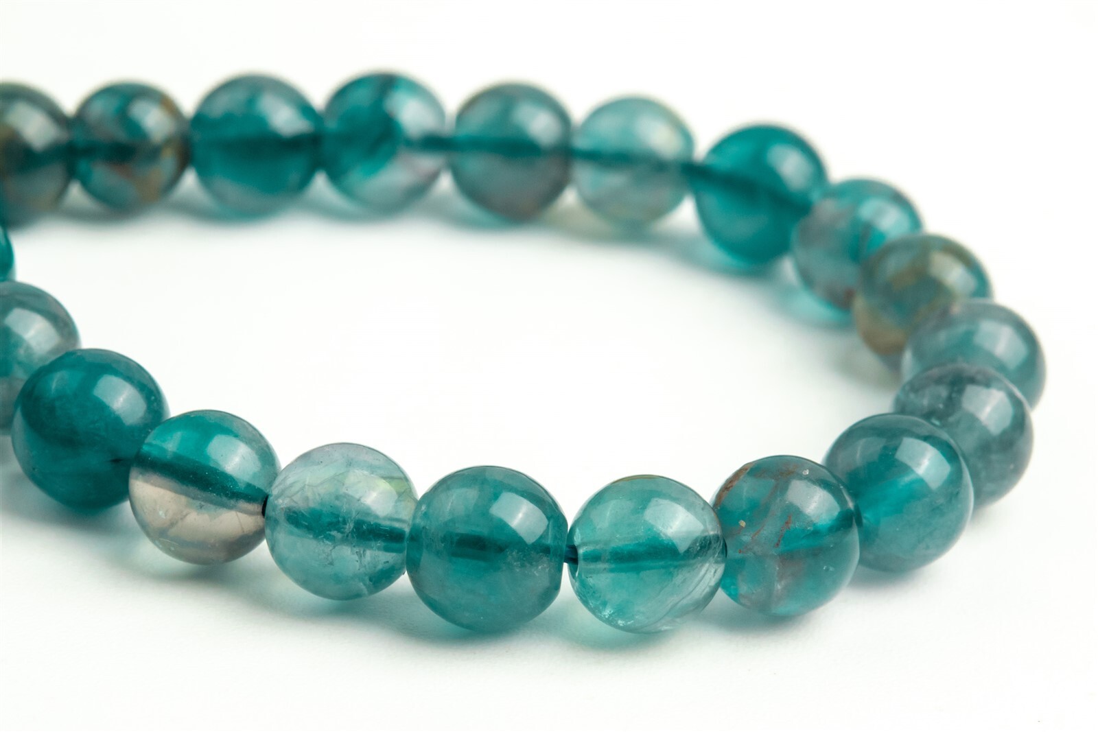 7-8MM Genuine Natural Blue Green Fluorite Beads Grade AA Round Loose Beads
