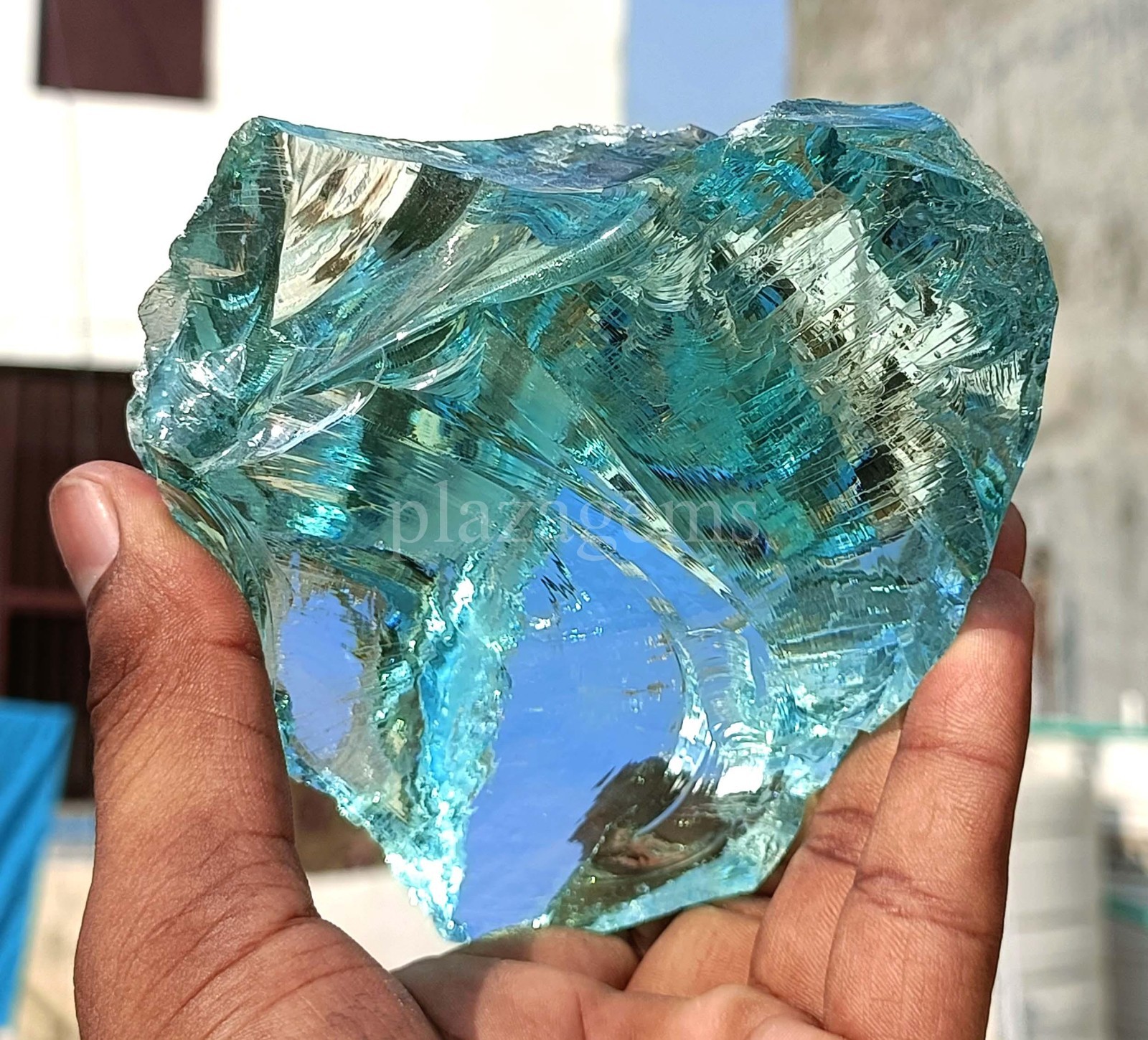 EGL 3094 Ct Natural Aquamarine Rough Transparent Uncut Gemstone 130X94 MM ” 5OSI