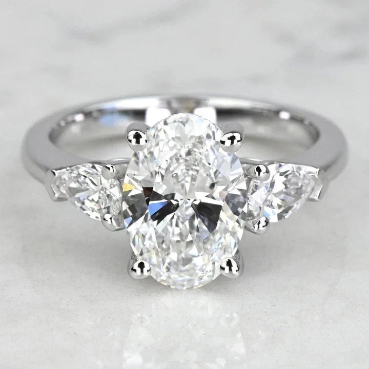 3.70 Ct White Moissanite Oval Cut 3-Stone Wedding Ring 925 Sterling Silver
