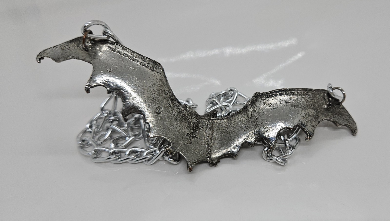 Vintage Bat Pendant Necklace Gothic The Alchemy Carta 1992 England 24″