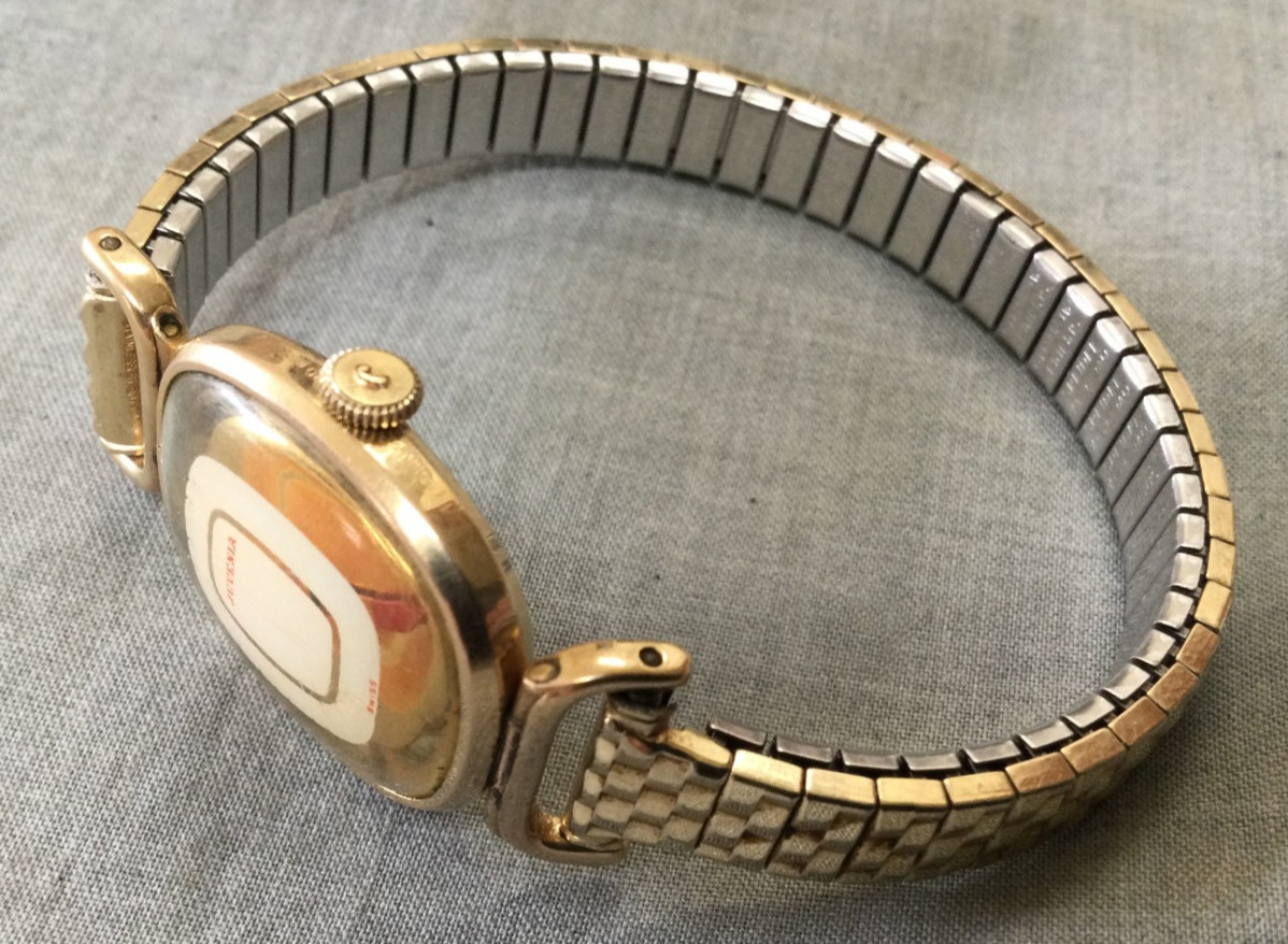 Vintage Juvenia Swiss Skeleton Mystery Watch 17 Jewels Speidel Band 10 K GF Caps