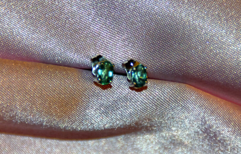 5MM x 3MM OVAL NATURAL EMERALD STUD EARRINGS IN STERLING SILVER app. .50 ct.