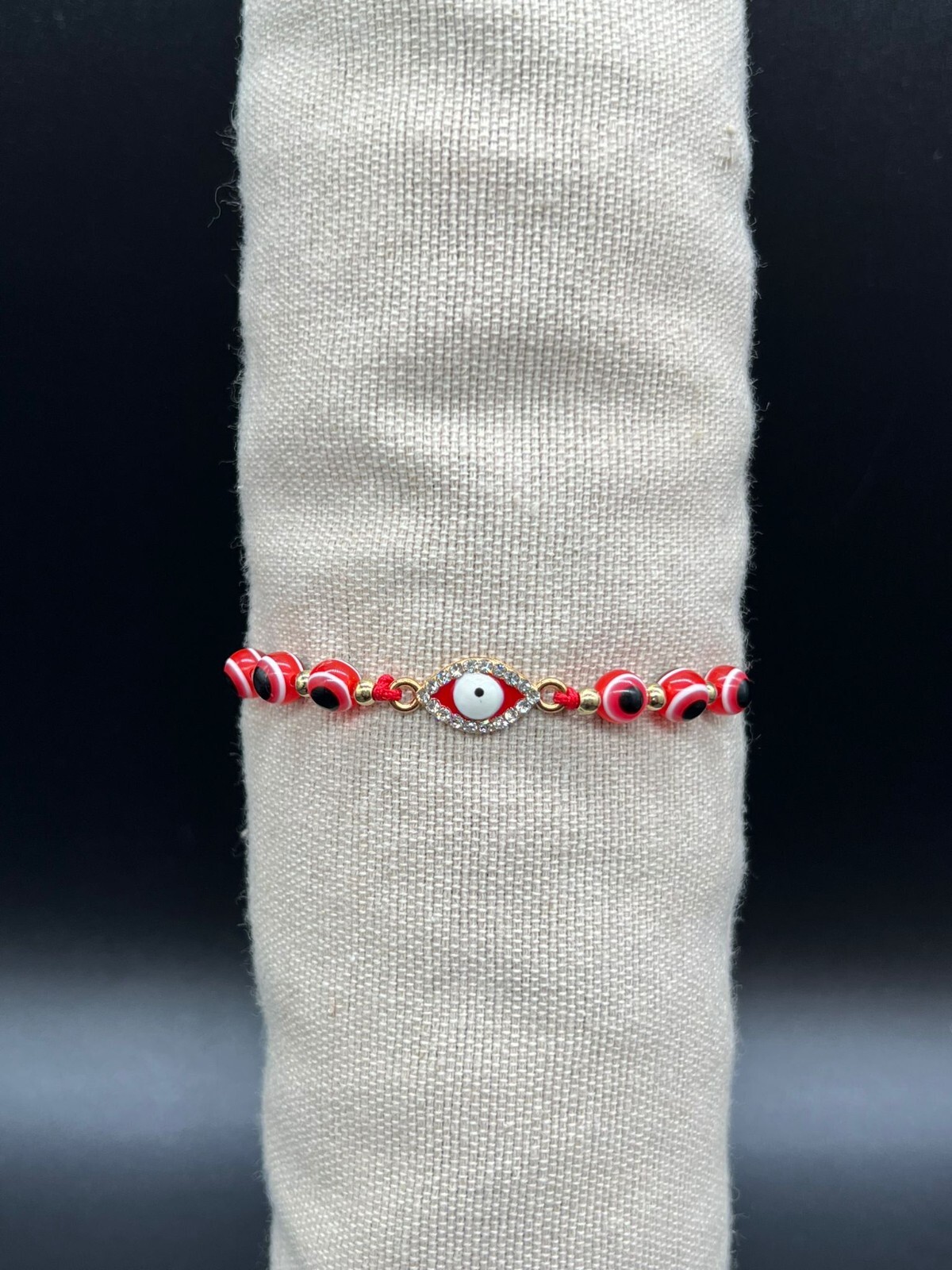 Evil Eye Many Colors Bead Gold Tone Adjustable Bracelet