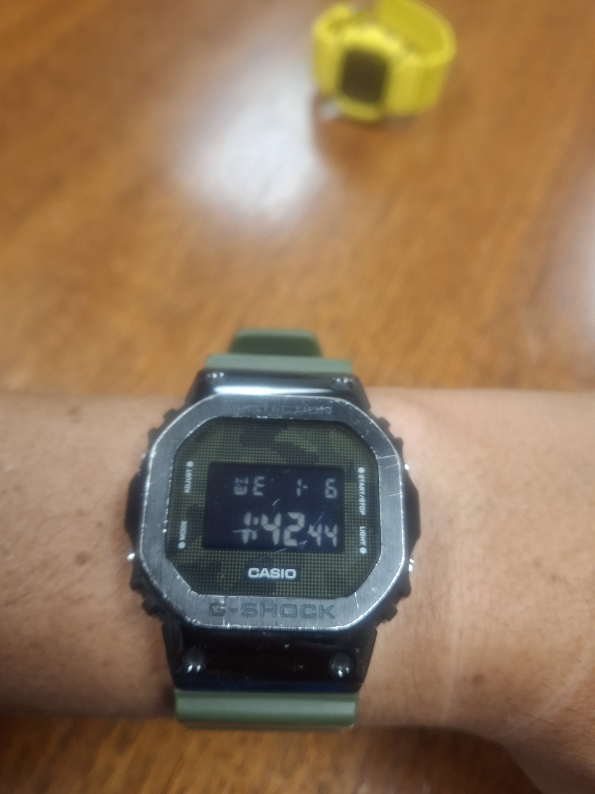 Casio G-shock GM-5600B Negative Display Metal Bezel Green Band Watch