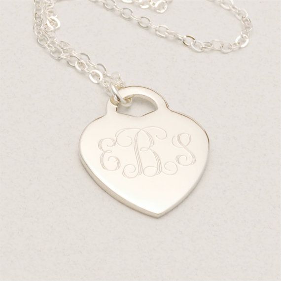 Personalized Gift Monogram Heart Name Pendant Silver Tone Necklace for her