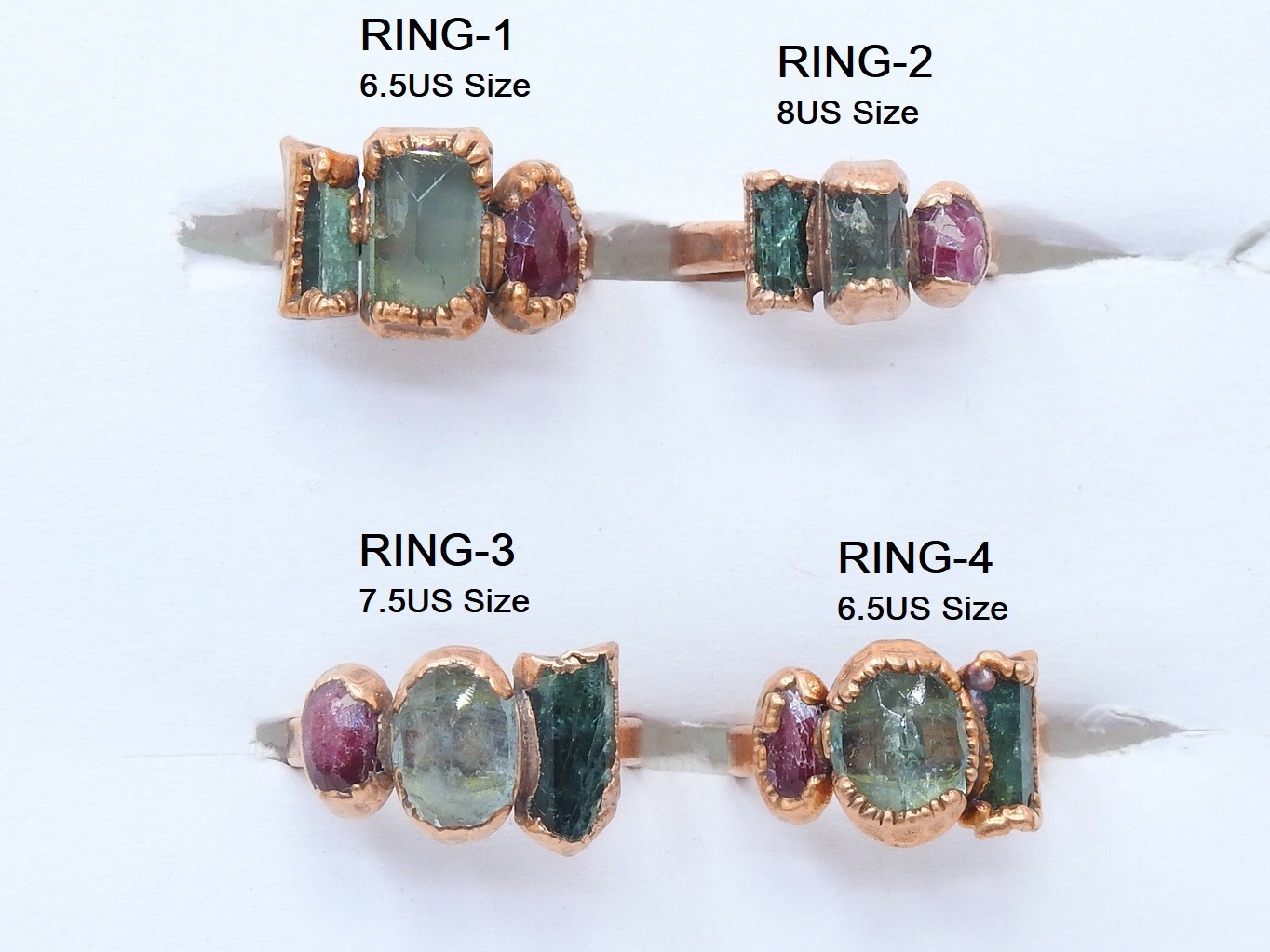 Mix Gemstones-Electra Plated-Copper Ring-Faceted Polished-Loose Stone-Gift For