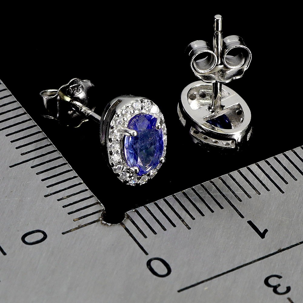 925 Sterling Silver Earrings Oval Tanzanite 6x4mm Natural Gemstone Jewelry