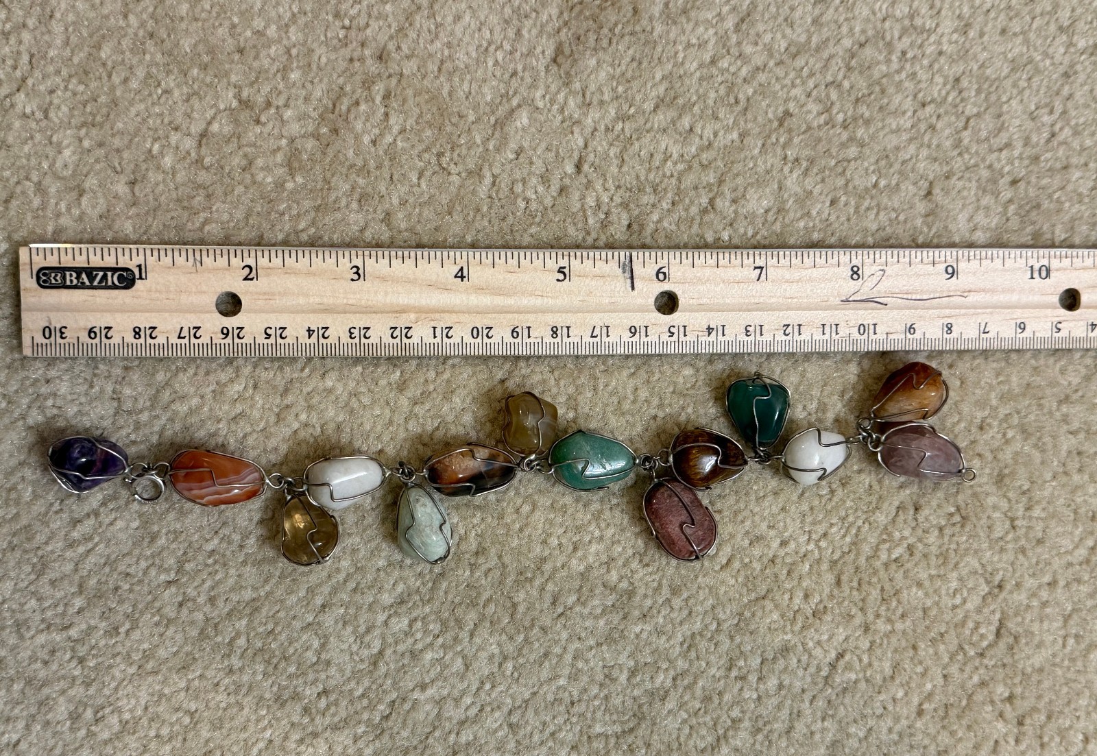 Lot of 3 Vintage Necklace Bracelet Wire Wrapped Caged Semi Precious Gemstones