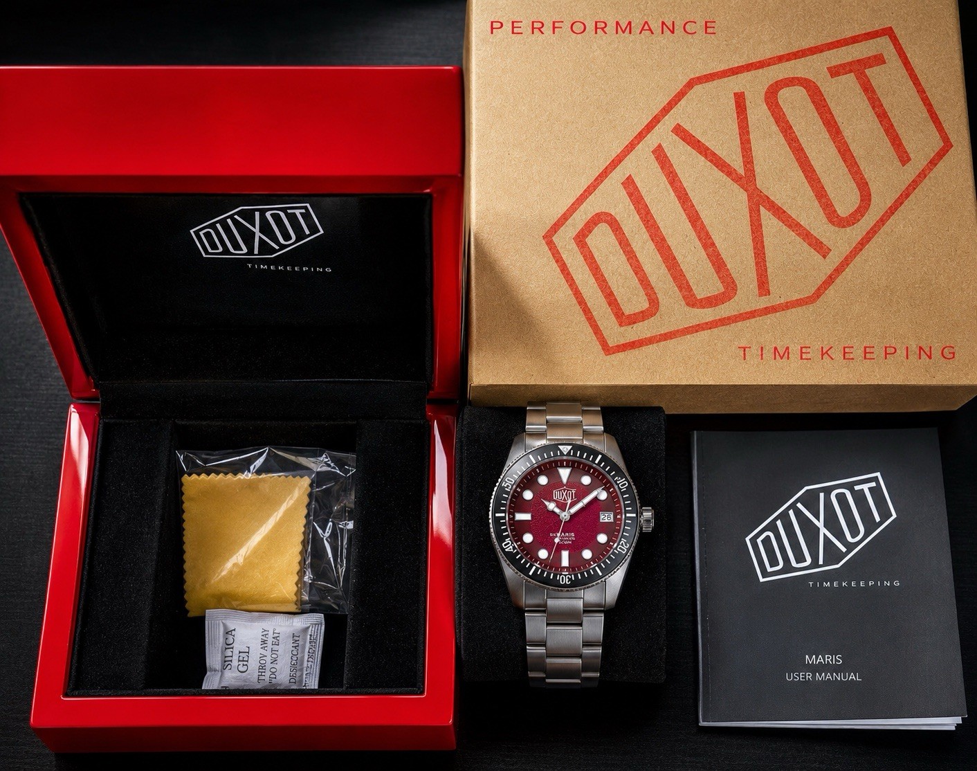Duxot Maris DX-2001-66 Automatic Dive Watch Deep Red NH35 Sapphire Crystal NEW