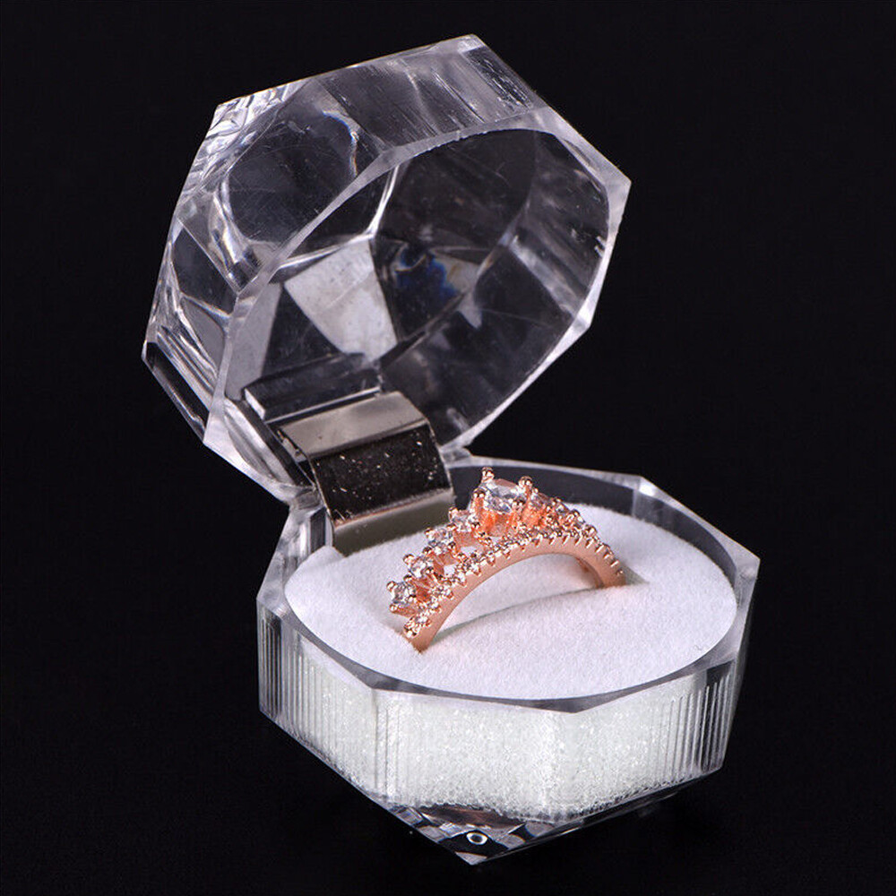 20pcs Transparent Plastic Crystal Lots Jewelry Ring Display Storage Boxes White
