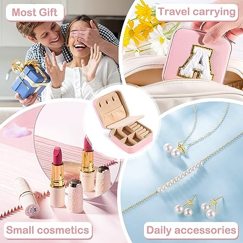 Travel Jewelry Case for Women Girls Daughter Birthday Gift from Mom Dad A Pink