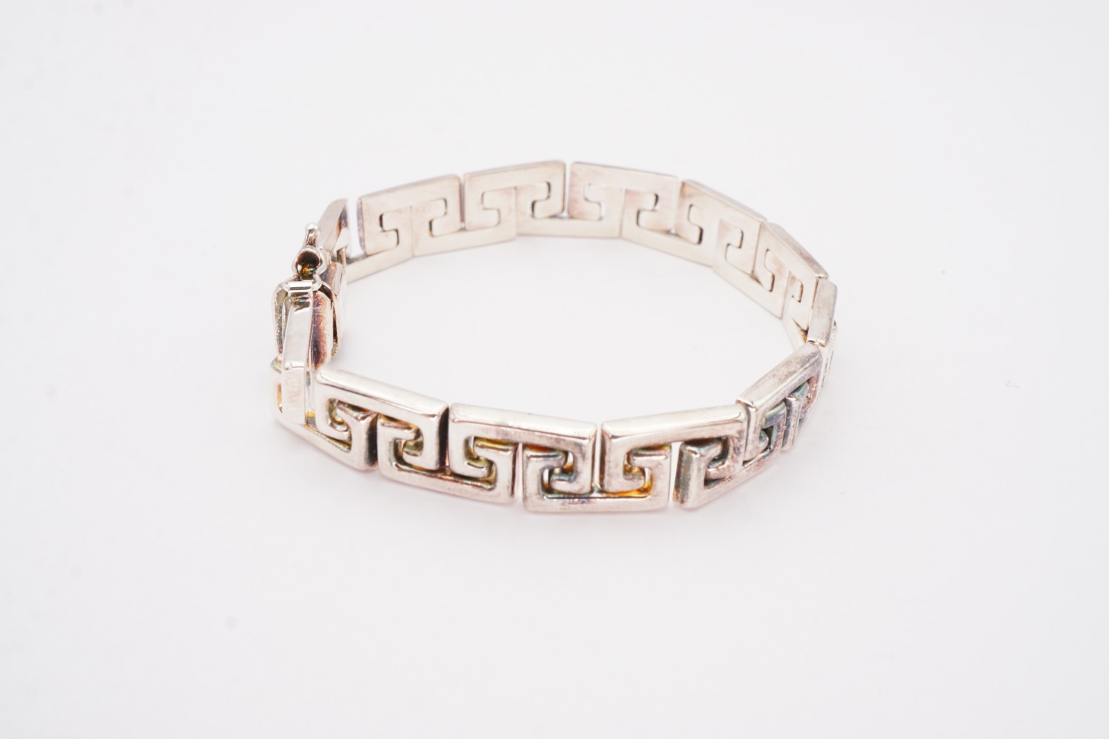 Milor Sterling Silver 925 Greek Key Bracelet 7.25″ Italy