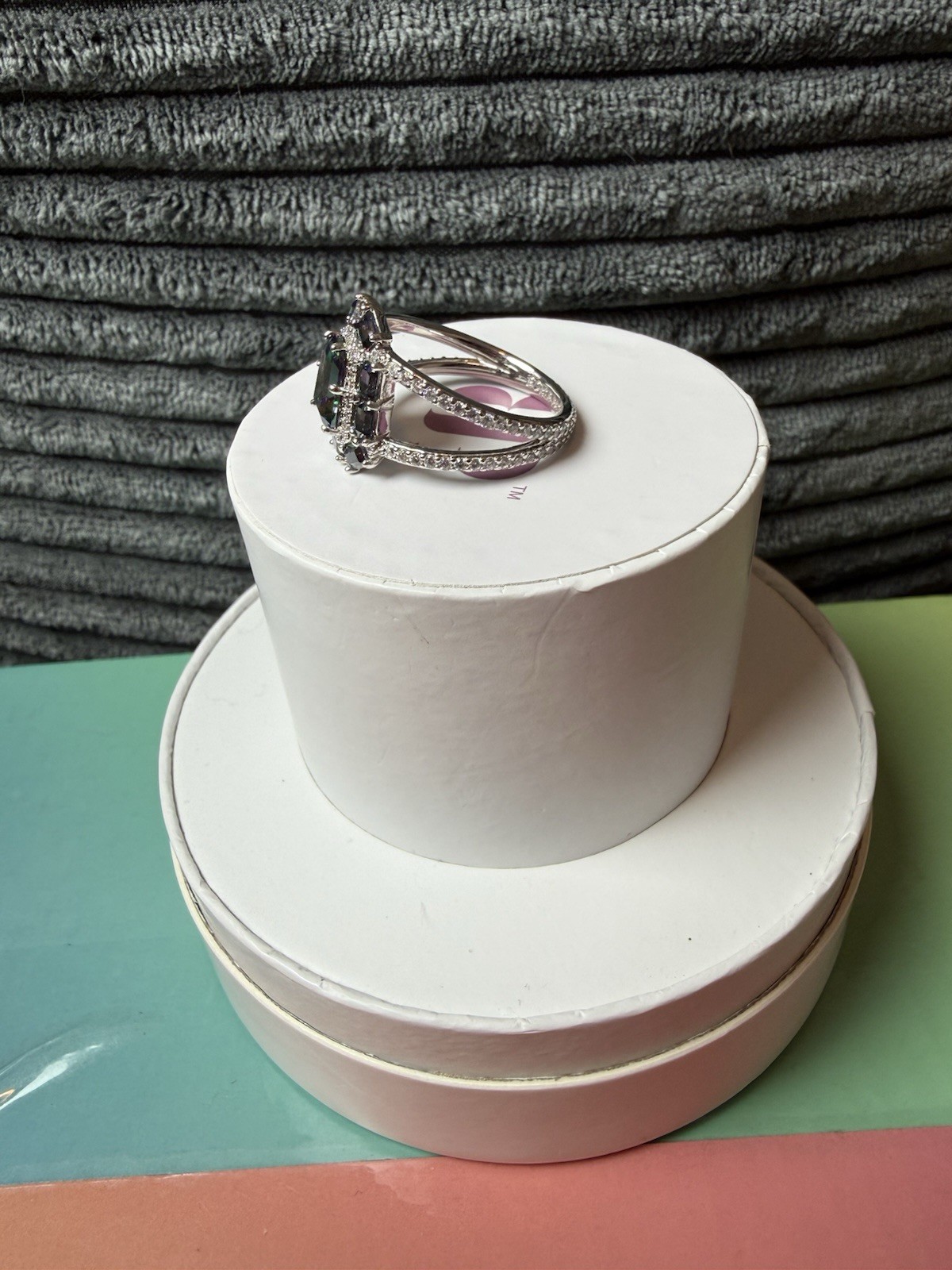 Ring Bomb Party RG11391 Ring Size 10 Lab-Created Alexandrite Cocktail, Rhodium