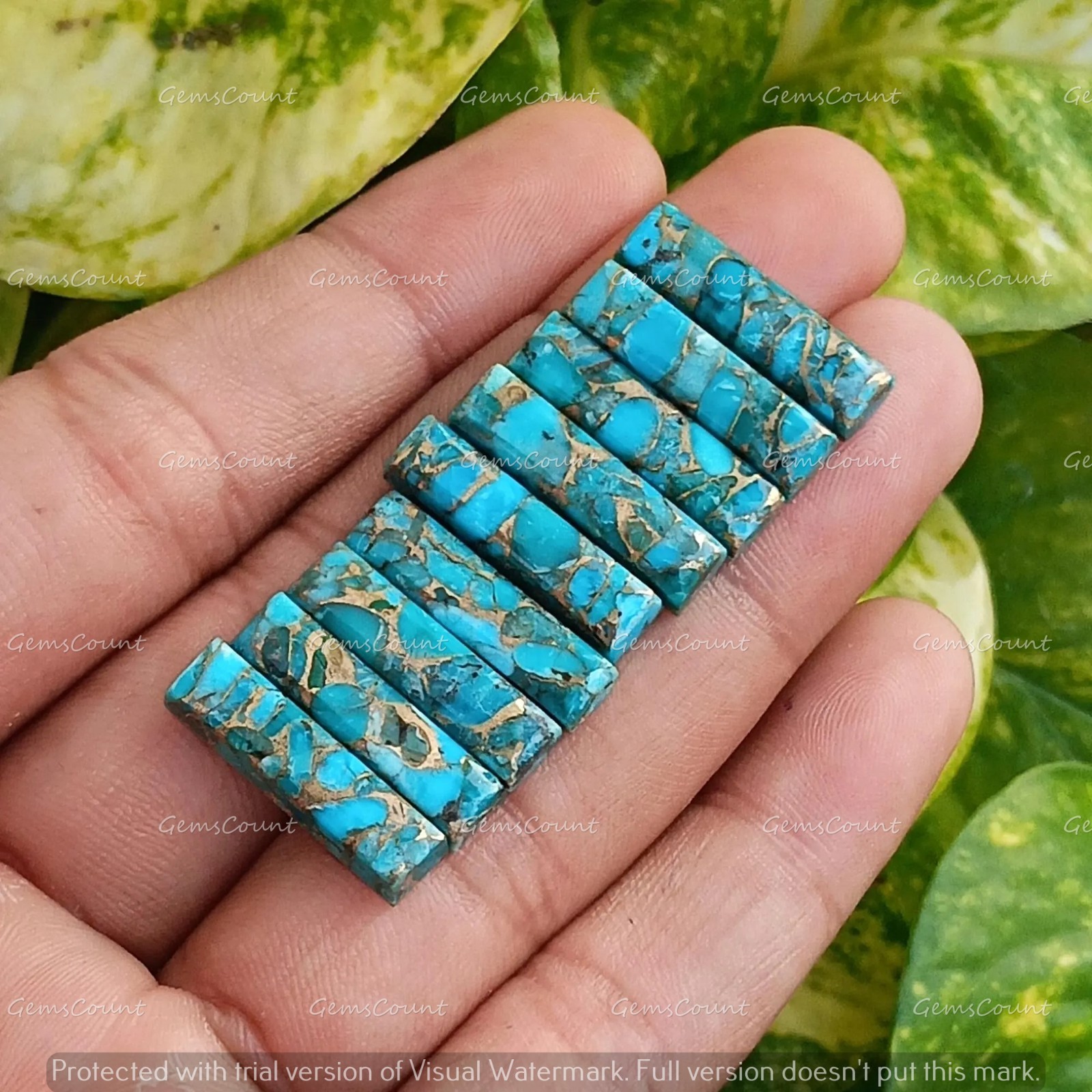 Natural Blue Copper Turquoise Rectangle Cabochon Gemstone 5x10mm-15x30mm