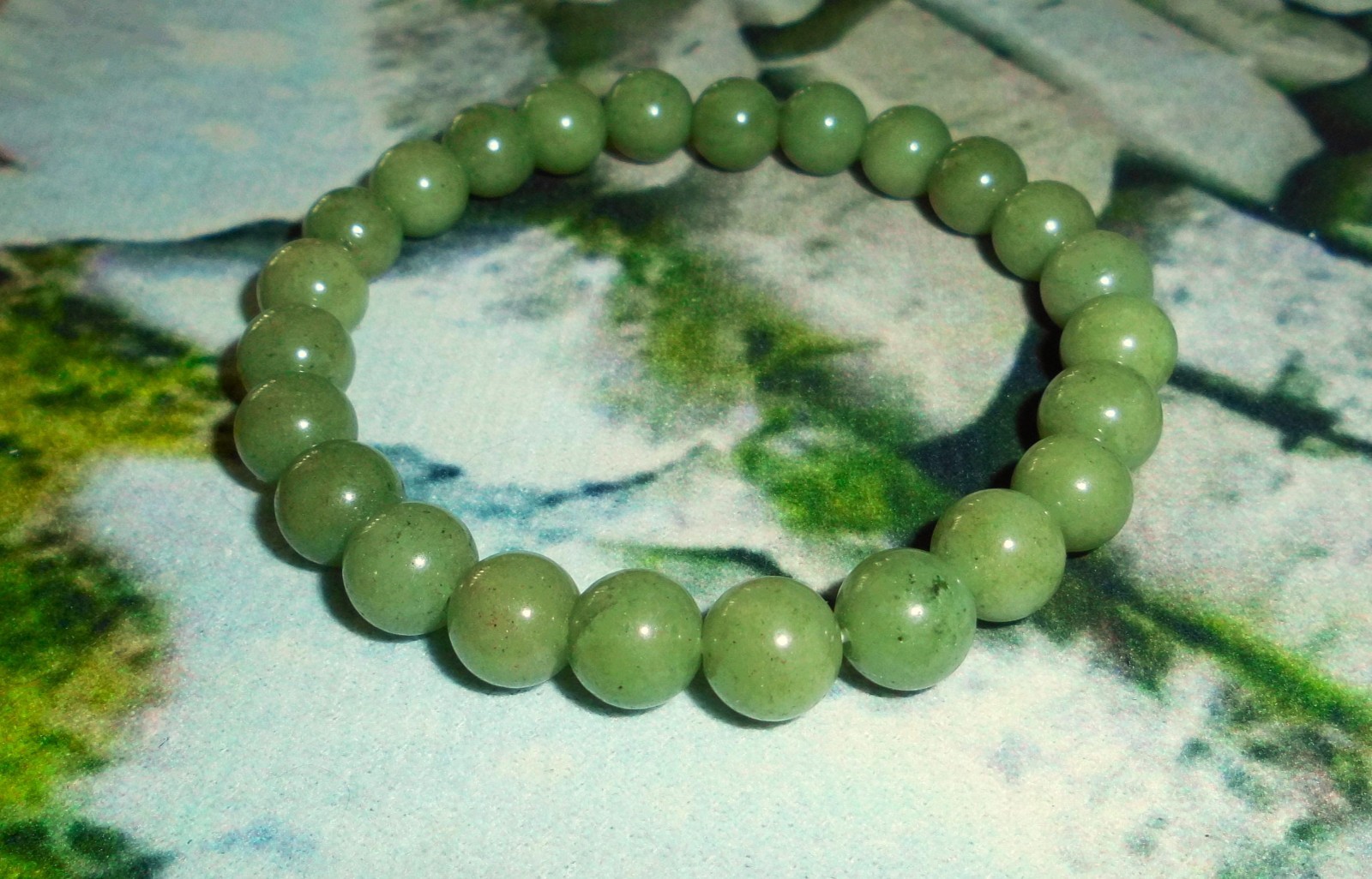 JADE Organic Burma 8mm BEADED STRETCH [ 7 1/4″ ] BRACELET NEW *USA
