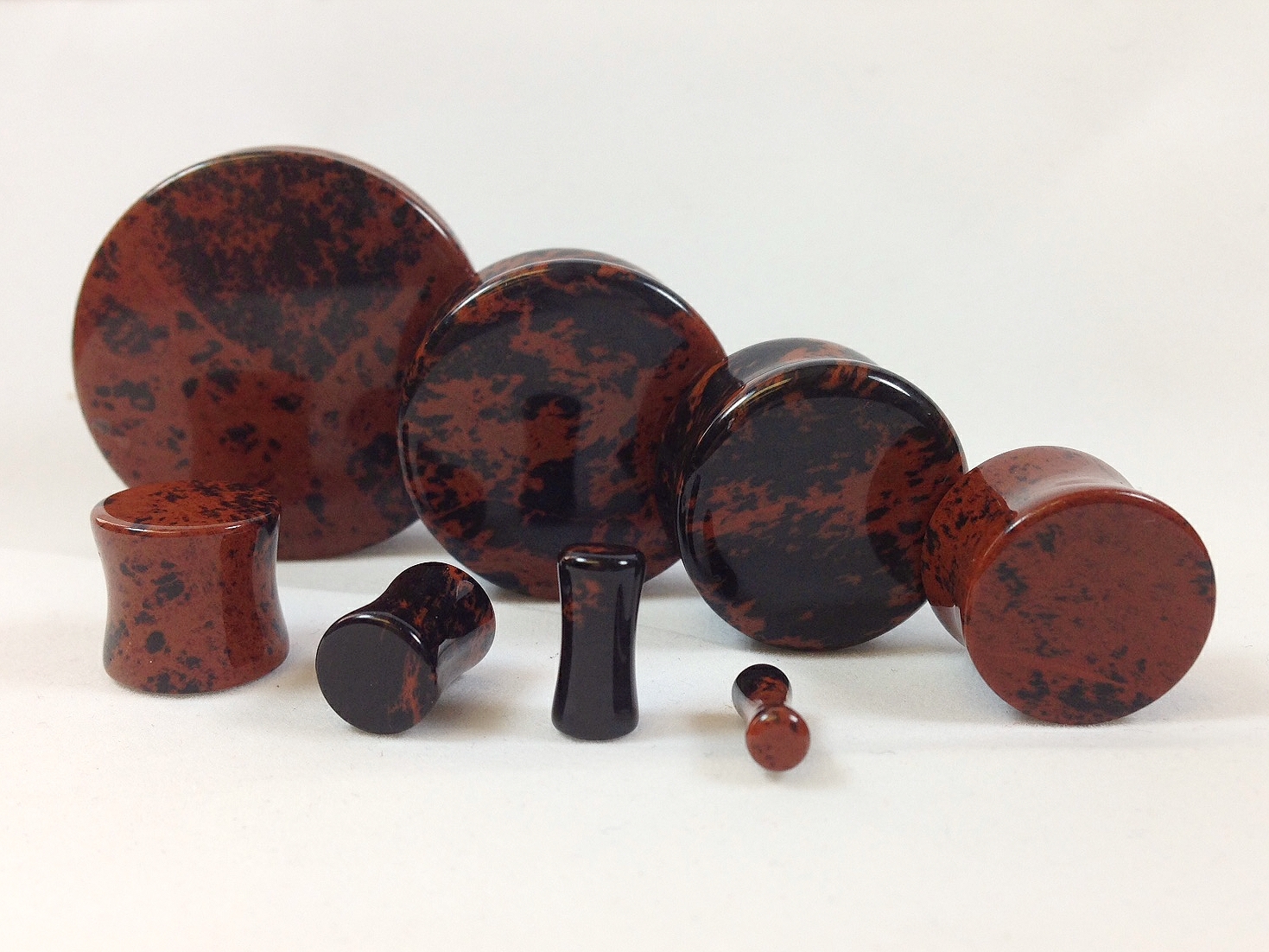 PAIR Mahogany Obsidian Organic Stone Plugs Gauges – up to 38mm available!